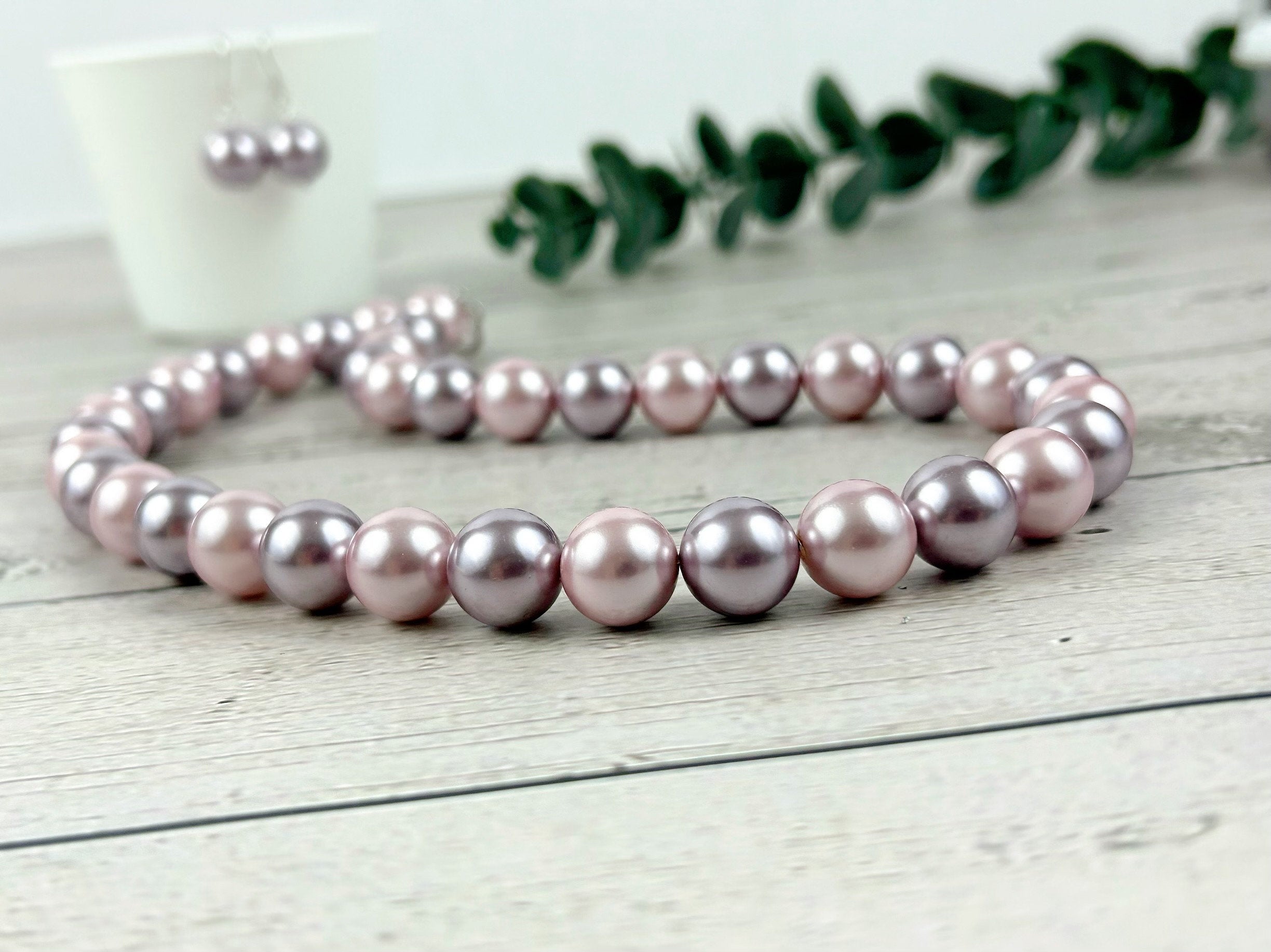 Pearl Necklace, Shell Pearl Necklace, Purple Pearl Necklace, Pearl Jewelry, Necklace for Women, Birthday Gift for Her, Bridesmaid Gift