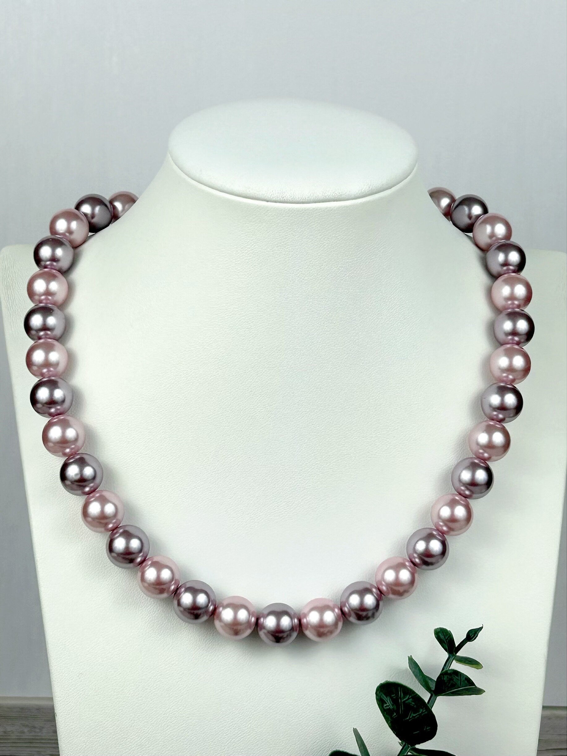 Pearl Necklace, Shell Pearl Necklace, Purple Pearl Necklace, Pearl Jewelry, Necklace for Women, Birthday Gift for Her, Bridesmaid Gift
