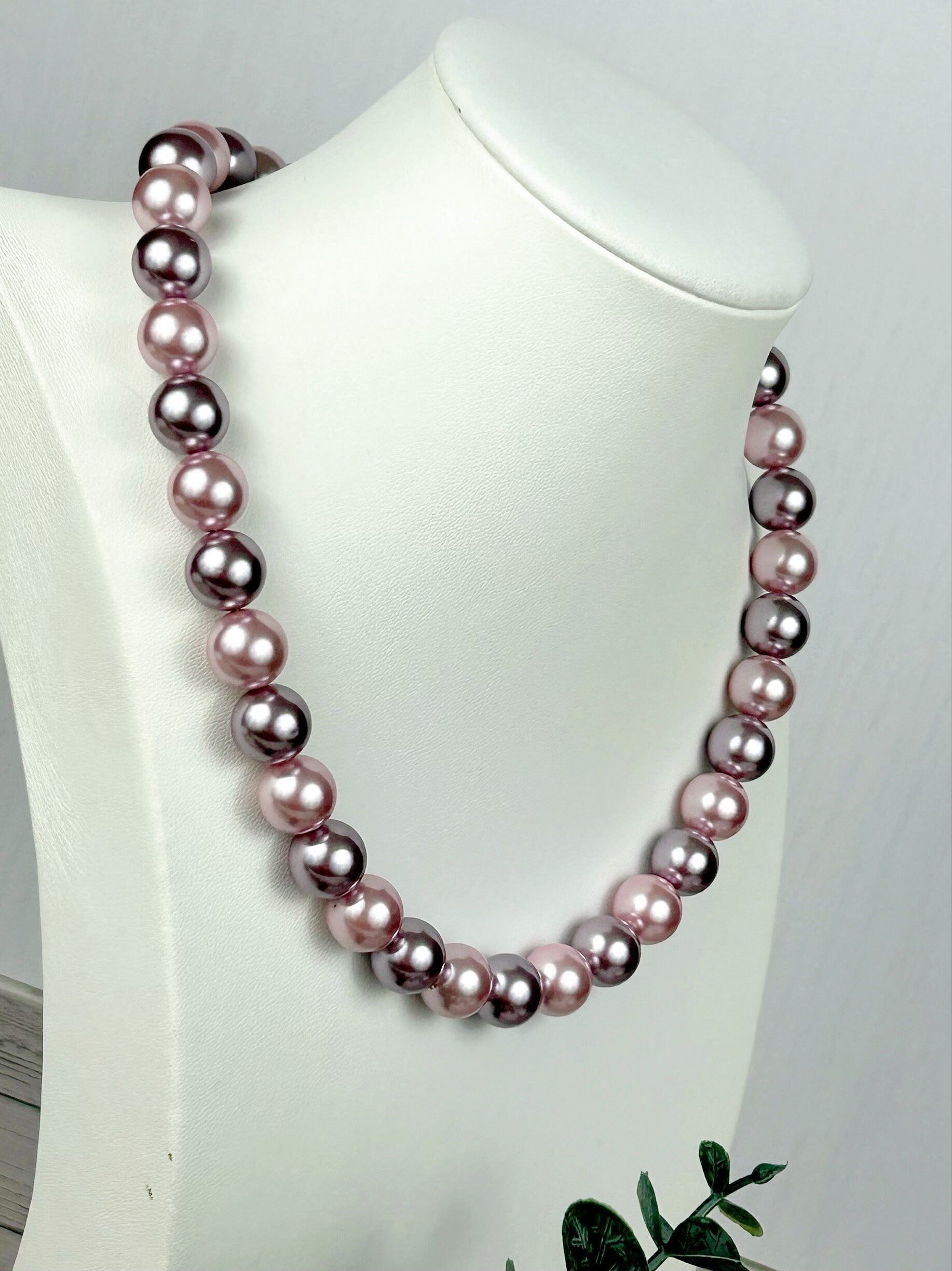 Pearl Necklace, Shell Pearl Necklace, Purple Pearl Necklace, Pearl Jewelry, Necklace for Women, Birthday Gift for Her, Bridesmaid Gift