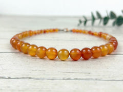 Orange Agate Necklace, Orange Beaded Necklace, Natural Stone Necklace, Gemstones Necklace, Women Necklace, Necklace Gift for Her