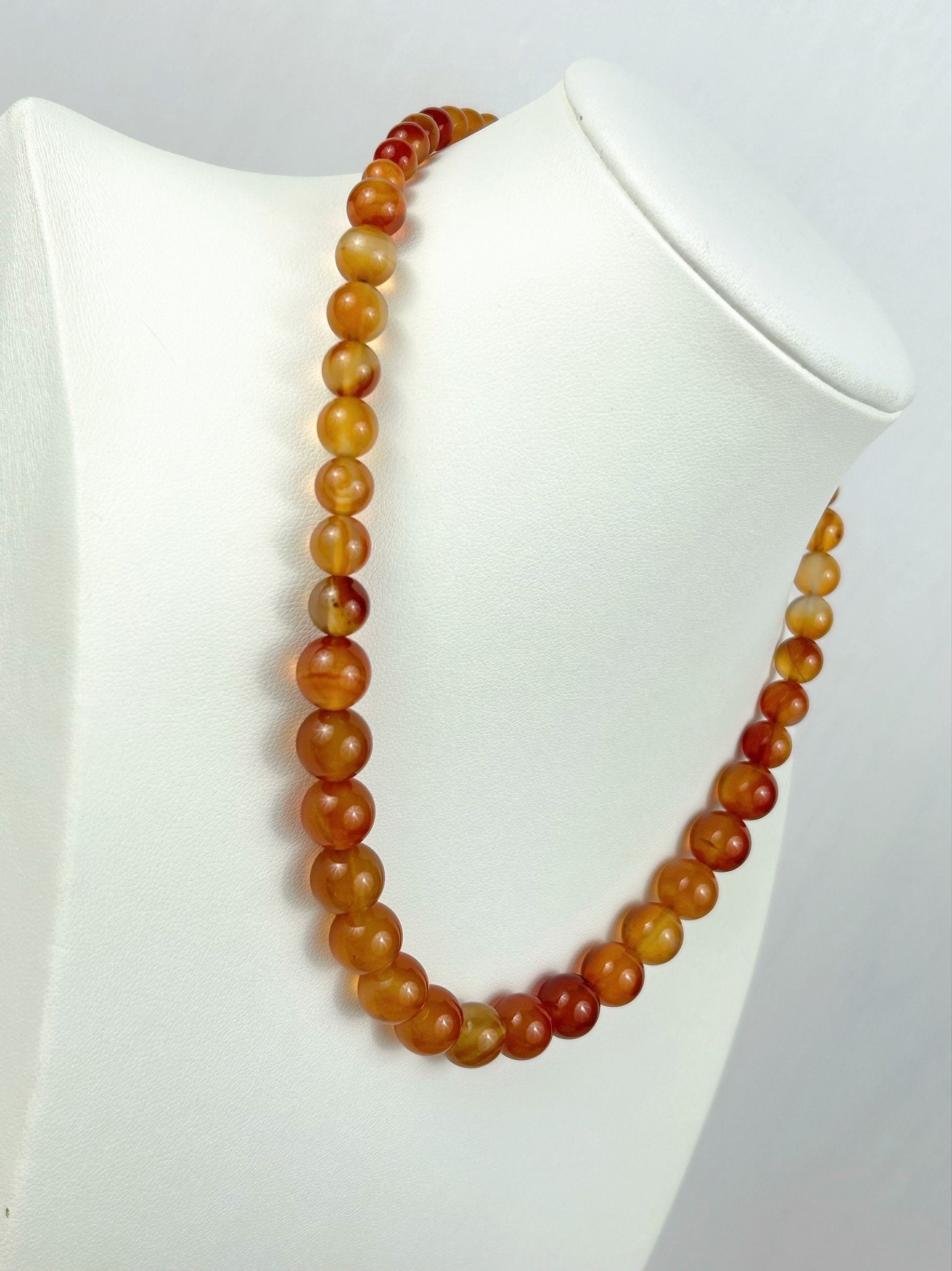 Orange Agate Necklace, Orange Beaded Necklace, Natural Stone Necklace, Gemstones Necklace, Women Necklace, Necklace Gift for Her