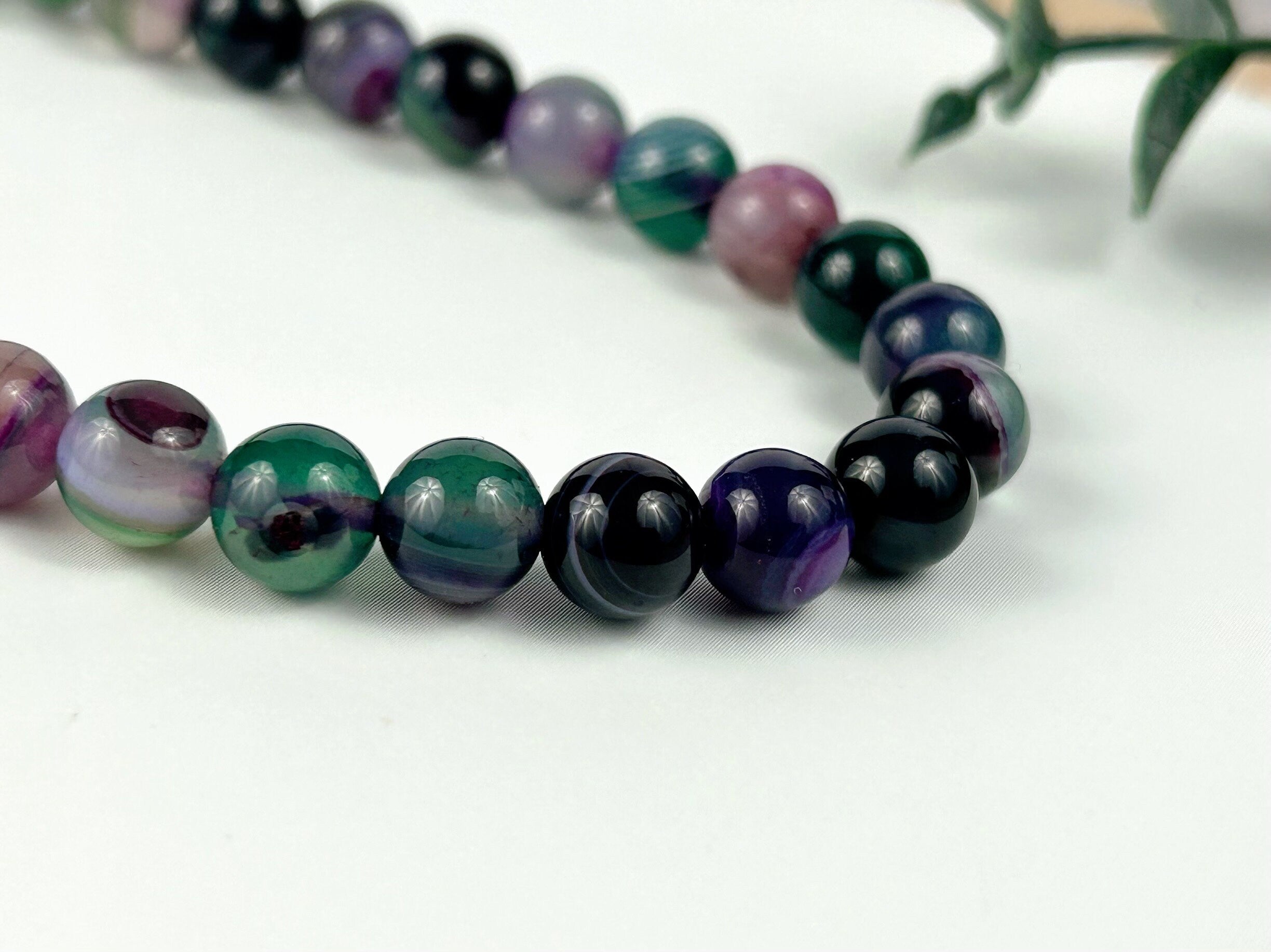 Beaded Necklace, Colorful Agate Necklace, Natural Stone Necklace, Gemstones Necklace, Gift for Her, Handmade Jewelry