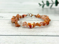 Carnelian Bracelet, Orange Beaded Bracelet, Energy Bracelet, Natural Stone Bracelet, Chipped Gemstone Bracelet, Gift for Her, Gift for Him