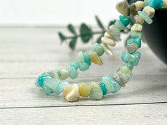 Amazonite Necklace, Blue Beaded Choker, Amazonite Choker Necklace, Gemstone Chip Necklace, Boho Necklace, Layered Necklace, Feminine Jewelry