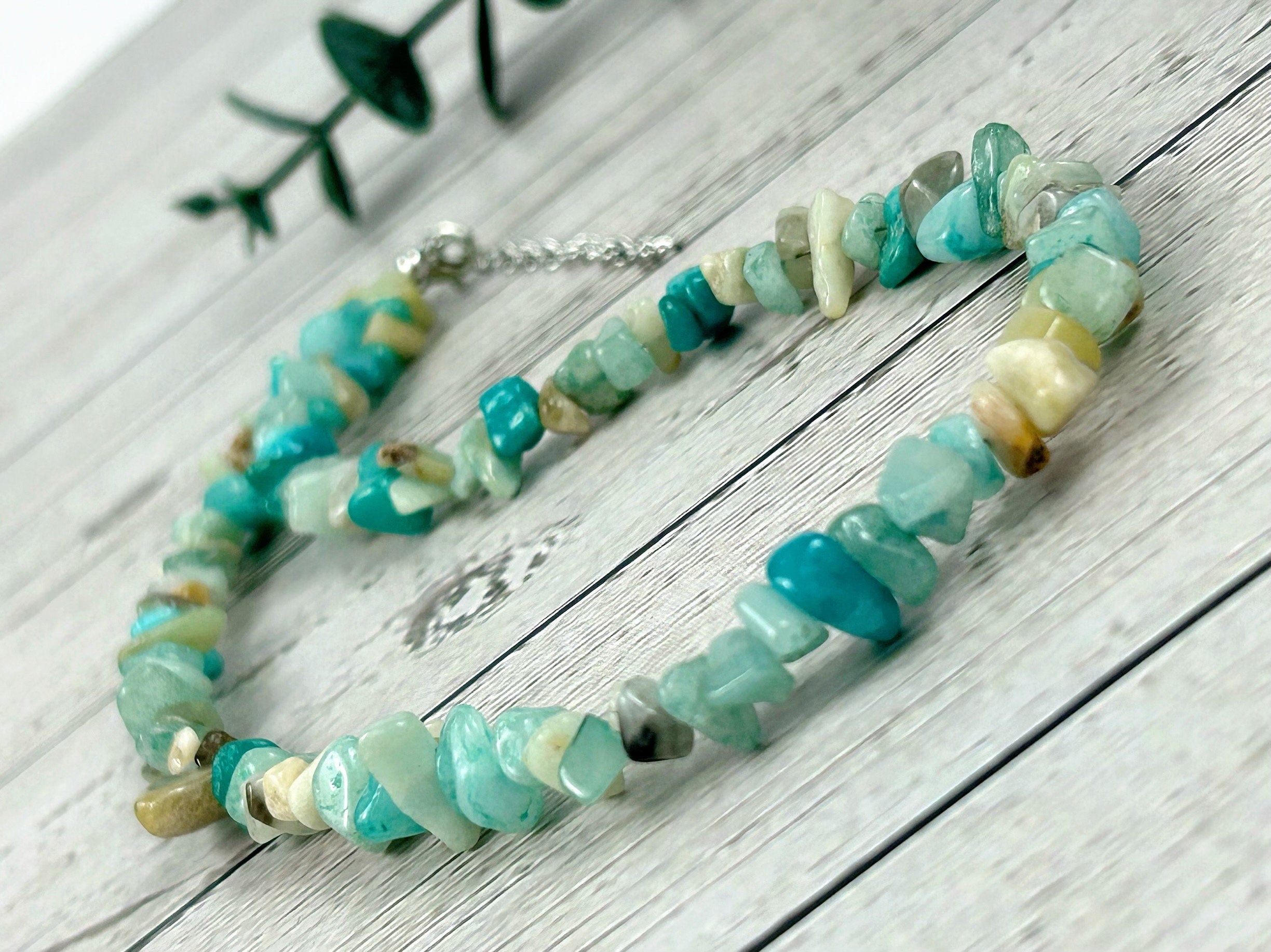 Amazonite Necklace, Blue Beaded Choker, Amazonite Choker Necklace, Gemstone Chip Necklace, Boho Necklace, Layered Necklace, Feminine Jewelry