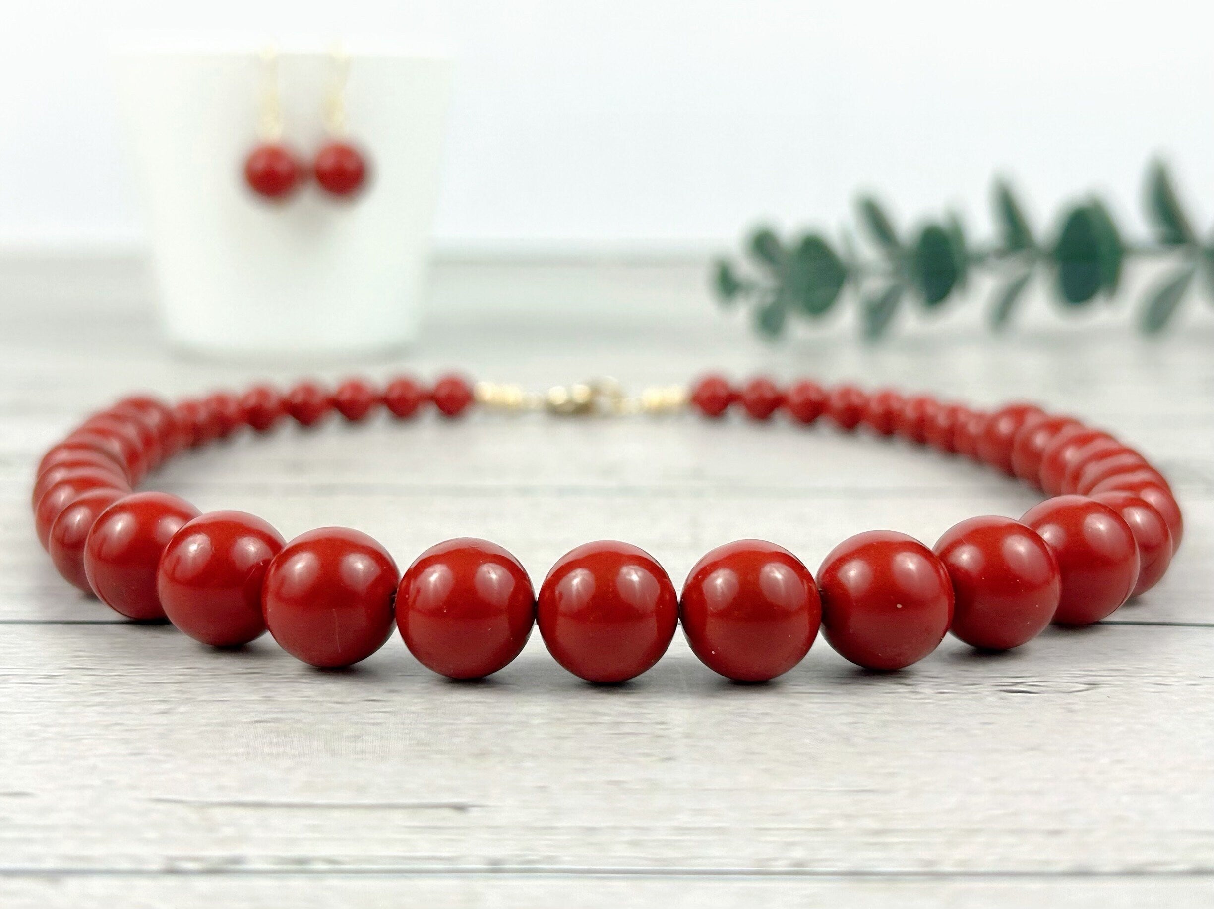 Pearl Necklace, Shell Pearl Necklace, Red Pearl Necklace, Pearl Jewelry, Necklace for Women, Birthday Gift for Her, Bridesmaid Gift