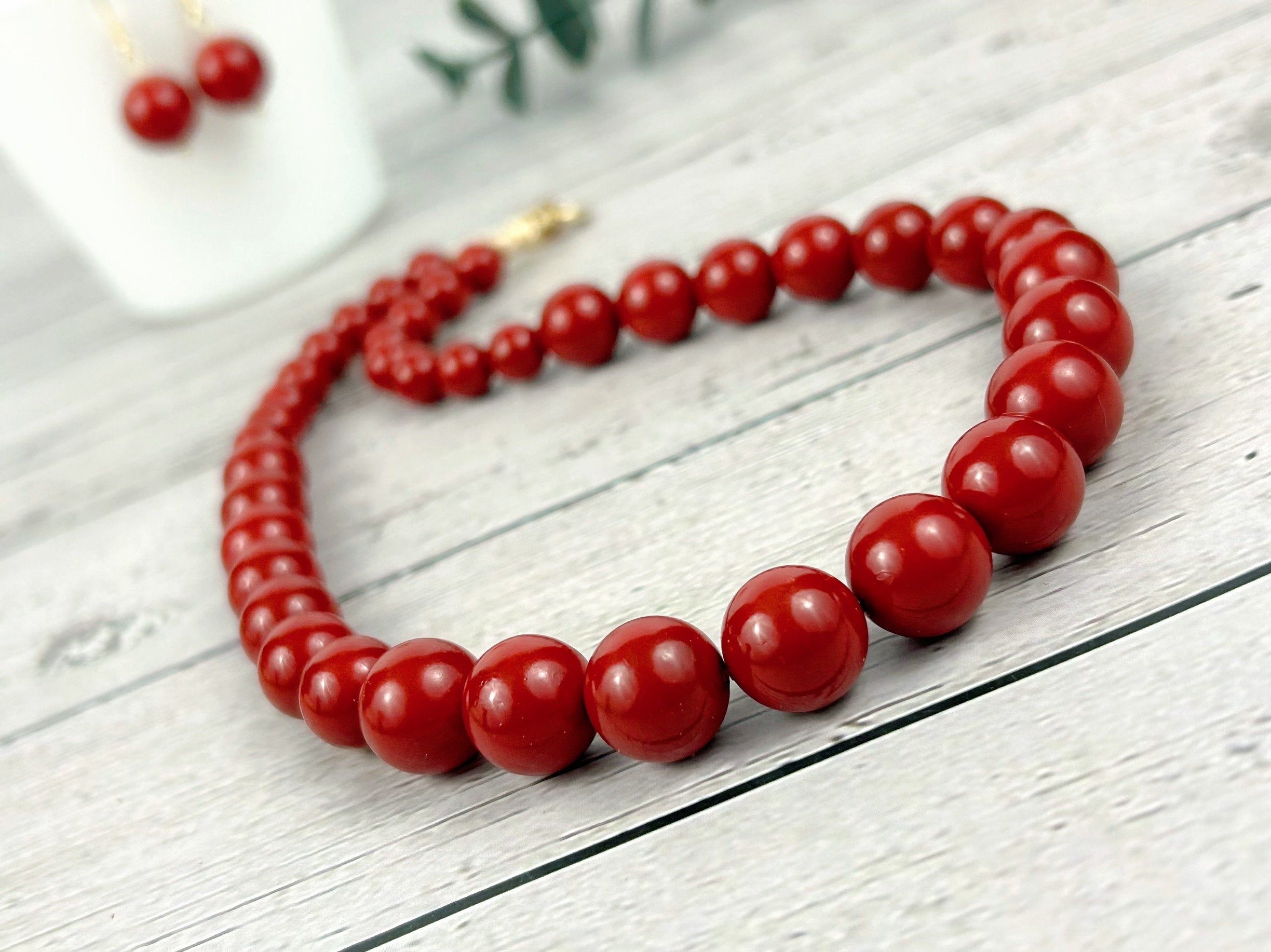 Pearl Necklace, Shell Pearl Necklace, Red Pearl Necklace, Pearl Jewelry, Necklace for Women, Birthday Gift for Her, Bridesmaid Gift