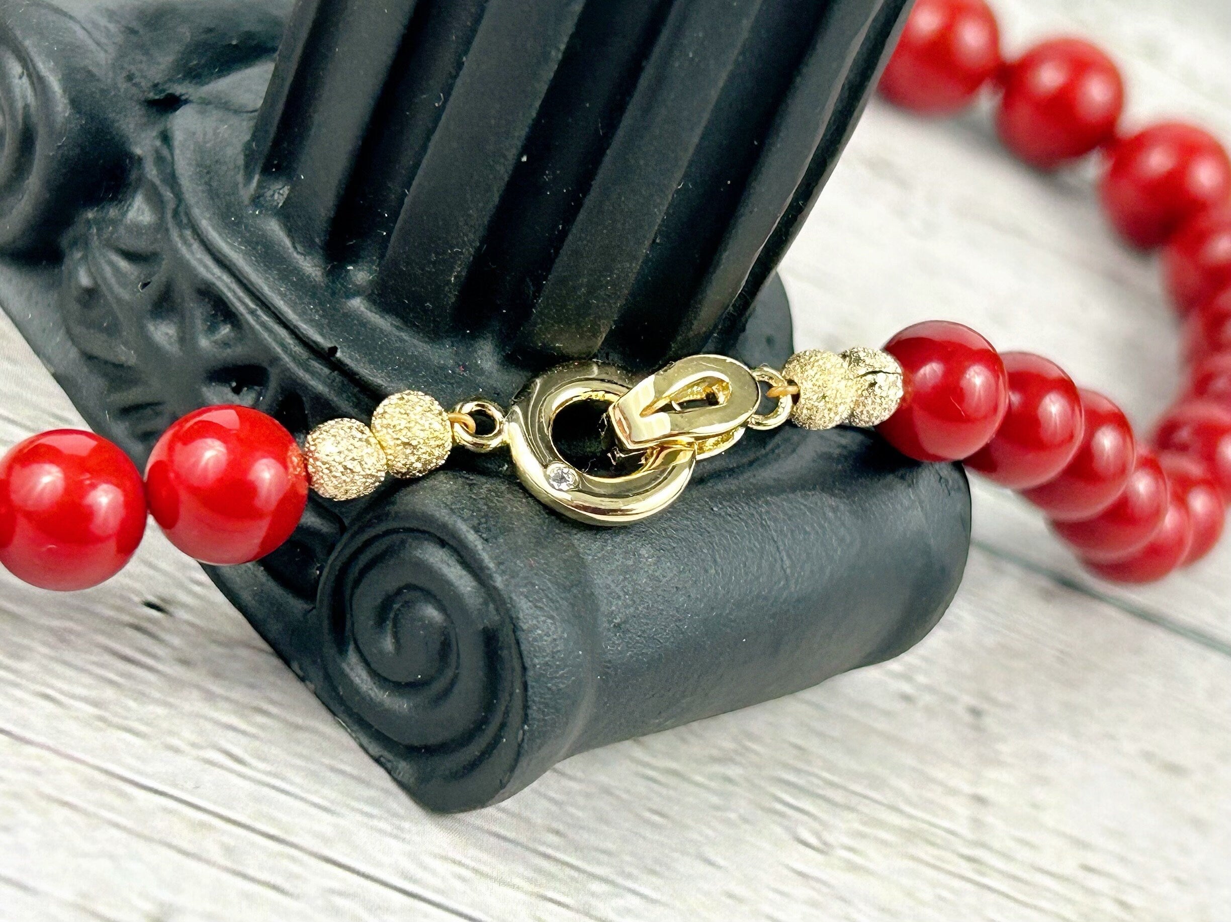 Pearl Necklace, Shell Pearl Necklace, Red Pearl Necklace, Pearl Jewelry, Necklace for Women, Birthday Gift for Her, Bridesmaid Gift