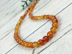 Orange Agate Necklace, Orange Beaded Necklace, Natural Stone Necklace, Gemstones Necklace, Women Necklace, Necklace Gift for Her