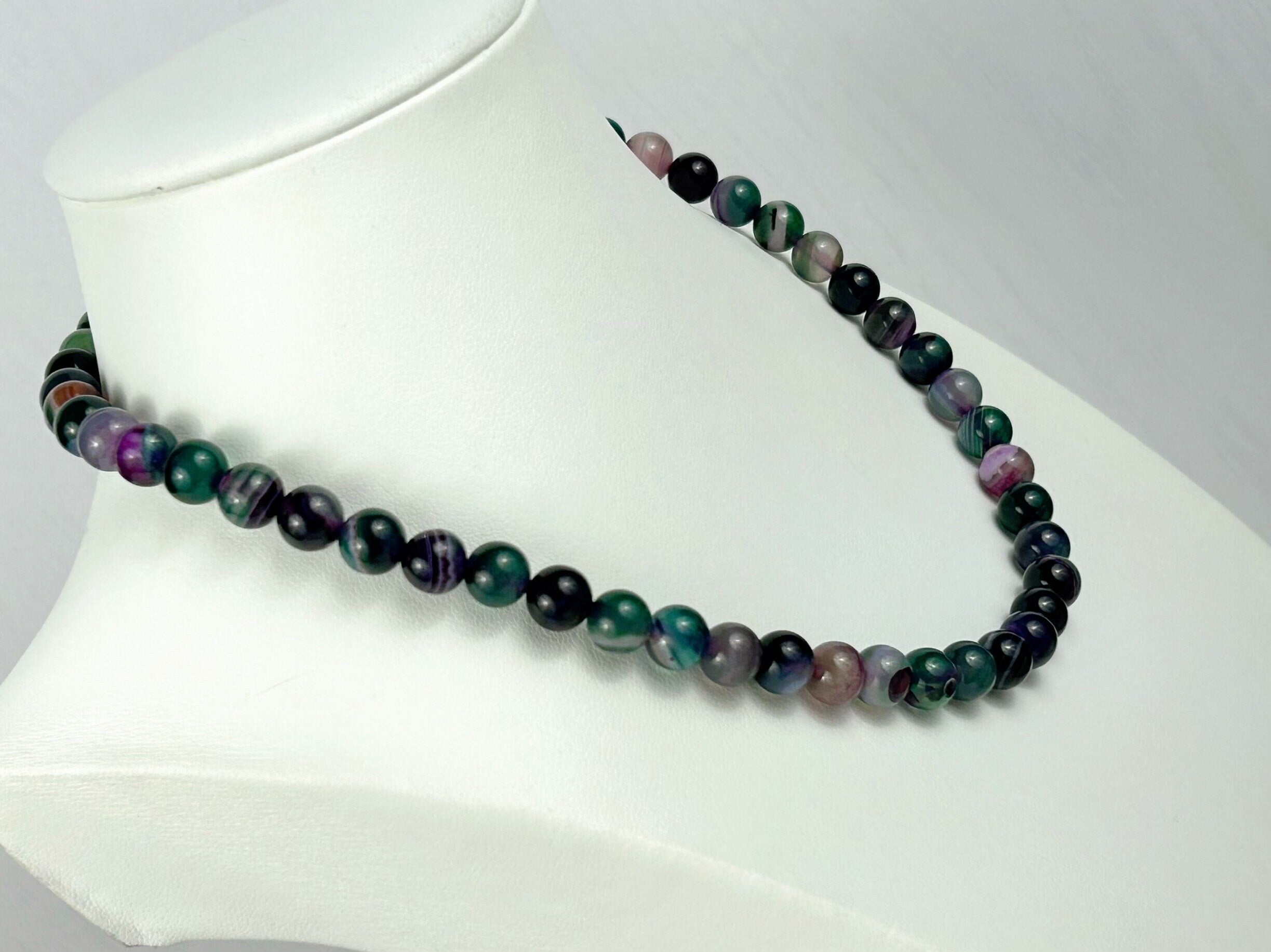 Beaded Necklace, Colorful Agate Necklace, Natural Stone Necklace, Gemstones Necklace, Gift for Her, Handmade Jewelry