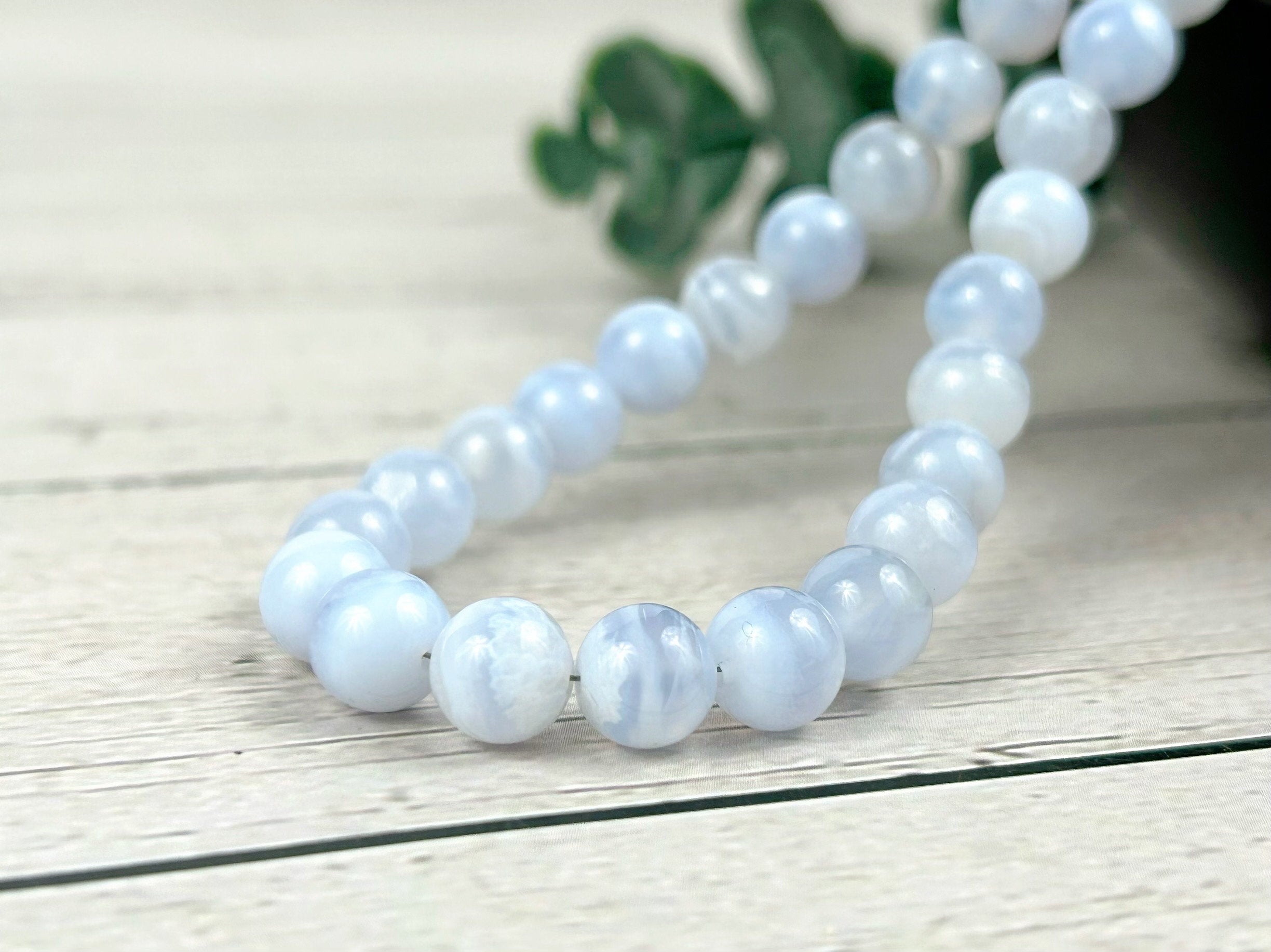 Blue Lace Agate Necklace, Stress Relief Beaded Necklace, Anxiety Relief, Natural Stones Jewelry, Healing Gemstone Necklace, Handmade Jewelry