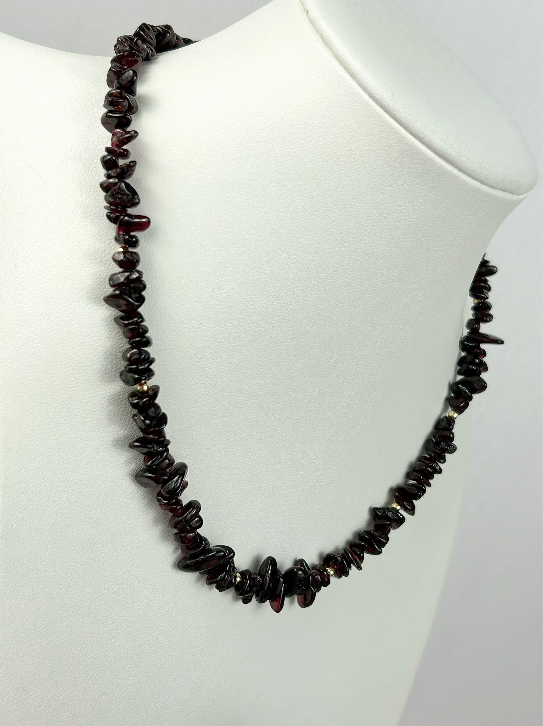 Garnet Necklace, Garnet Choker, January Birthstone Choker Necklace, Gemstone Chip Necklace, Boho Necklace, Handmade Jewelry, Gift For Her