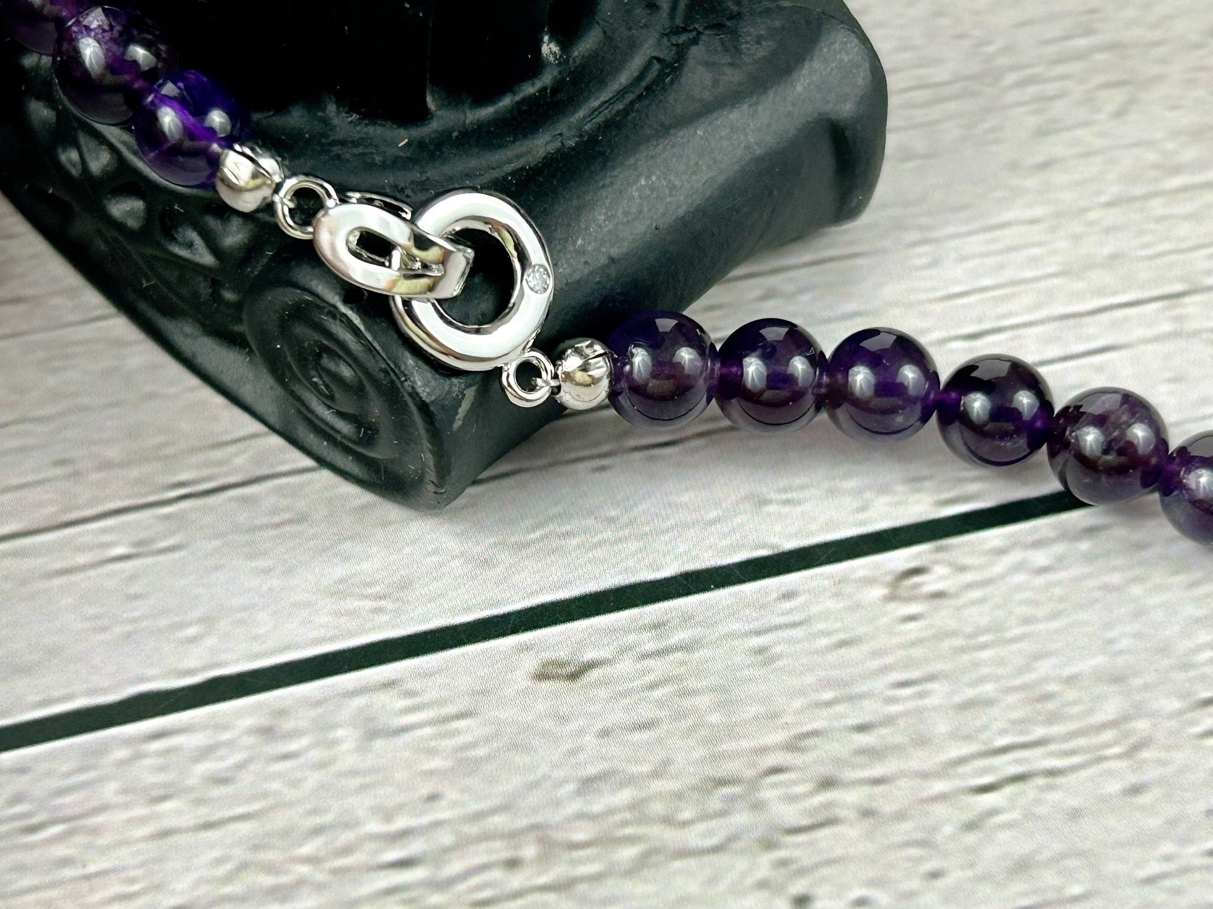 Moonstone Necklace, Amethyst Necklace, Healing Gemstones Necklace, Spiritual Necklace, Beaded Necklace, Jewelry Gift for Her, Grounding