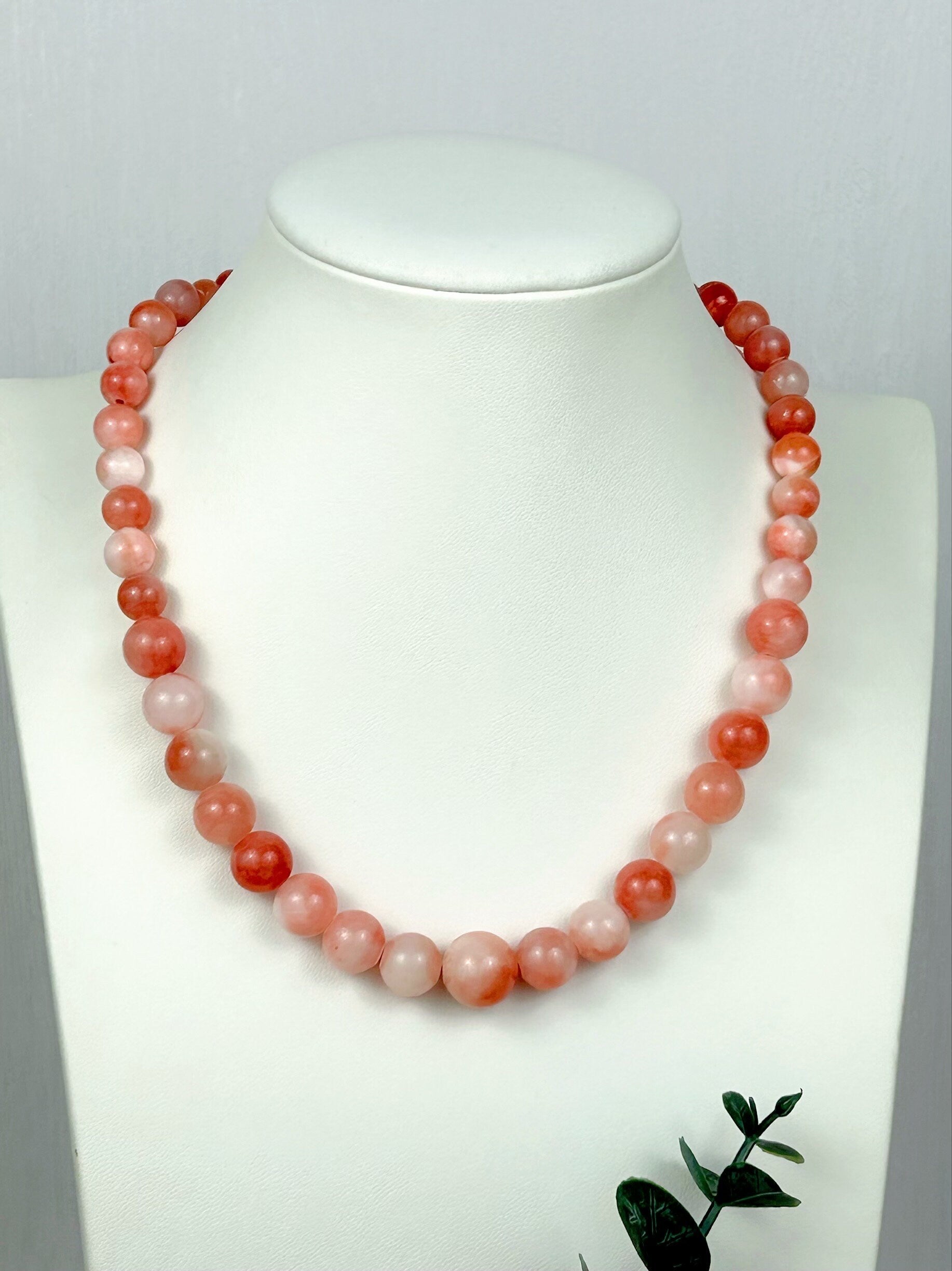 Persian Jade Necklace, Pink Jade Beaded Necklace, Natural Stone Necklace, Gemstones Necklace, Necklace Gift for Her, Handmade Necklace