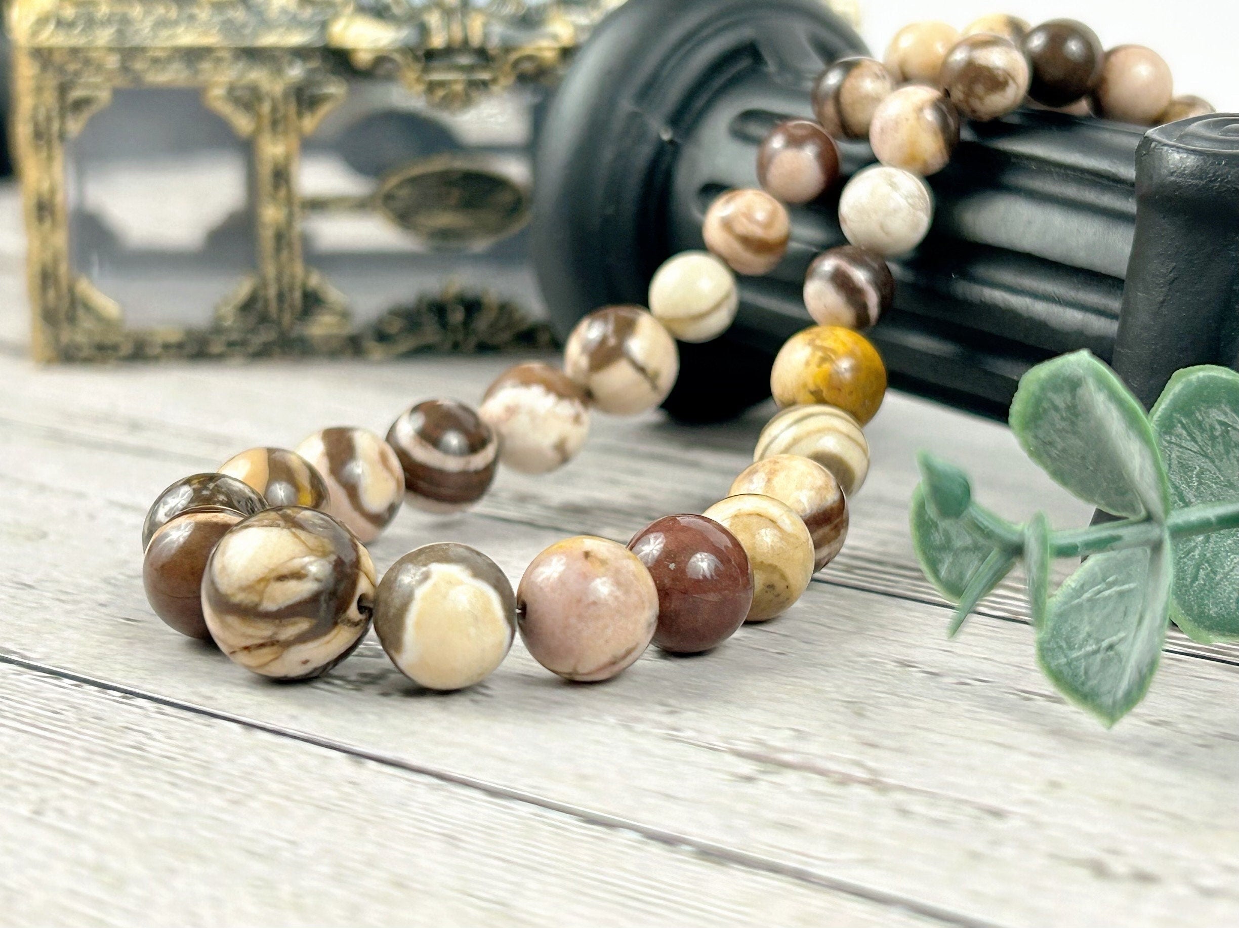 Australian Zebra Jasper Necklace, Gift for Her, Grounding, Balancing, Natural Stone Brown Beaded Necklace, Healing Stones, Handmade Jewelry