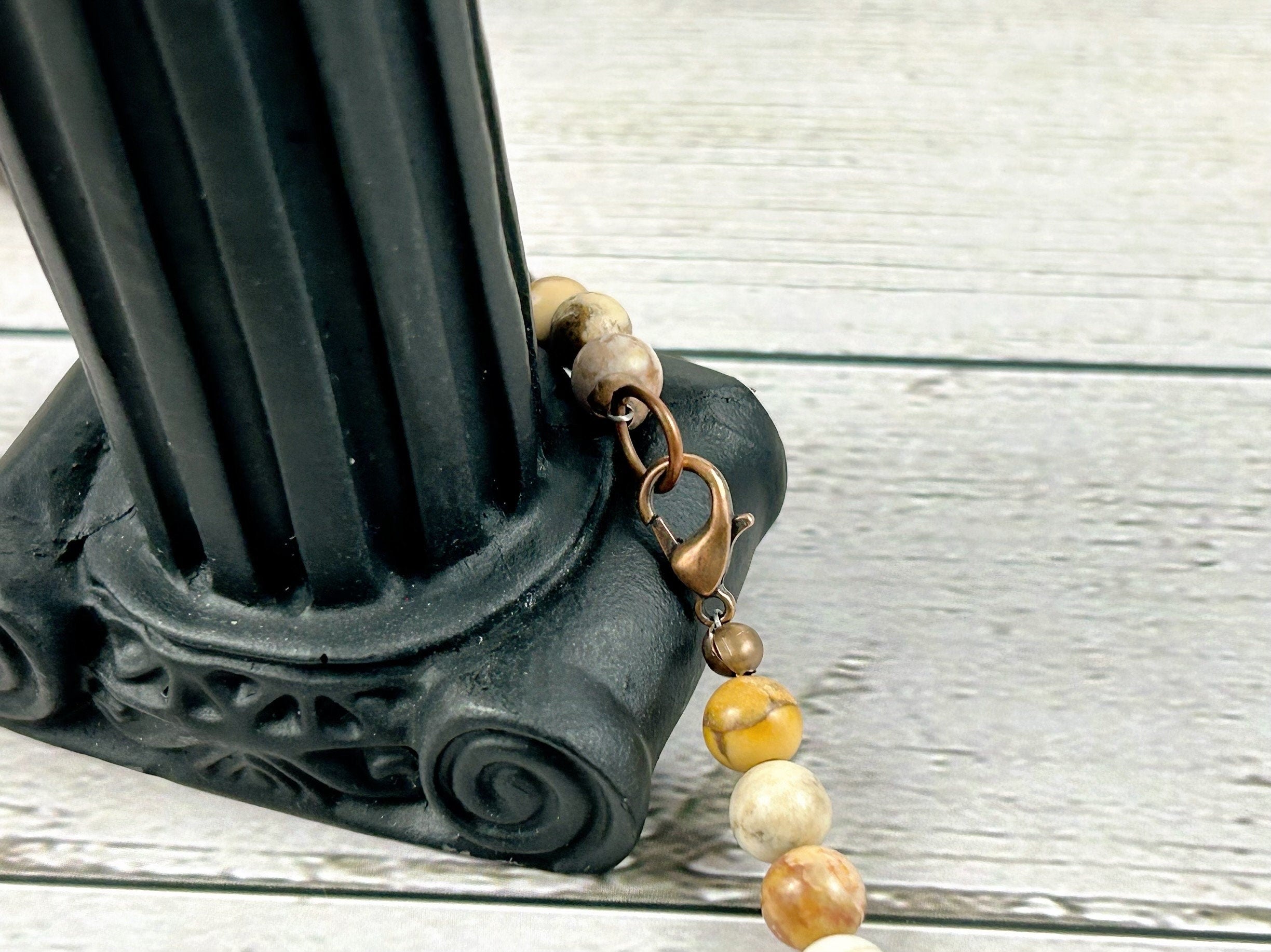 Australian Zebra Jasper Necklace, Gift for Her, Grounding, Balancing, Natural Stone Brown Beaded Necklace, Healing Stones, Handmade Jewelry