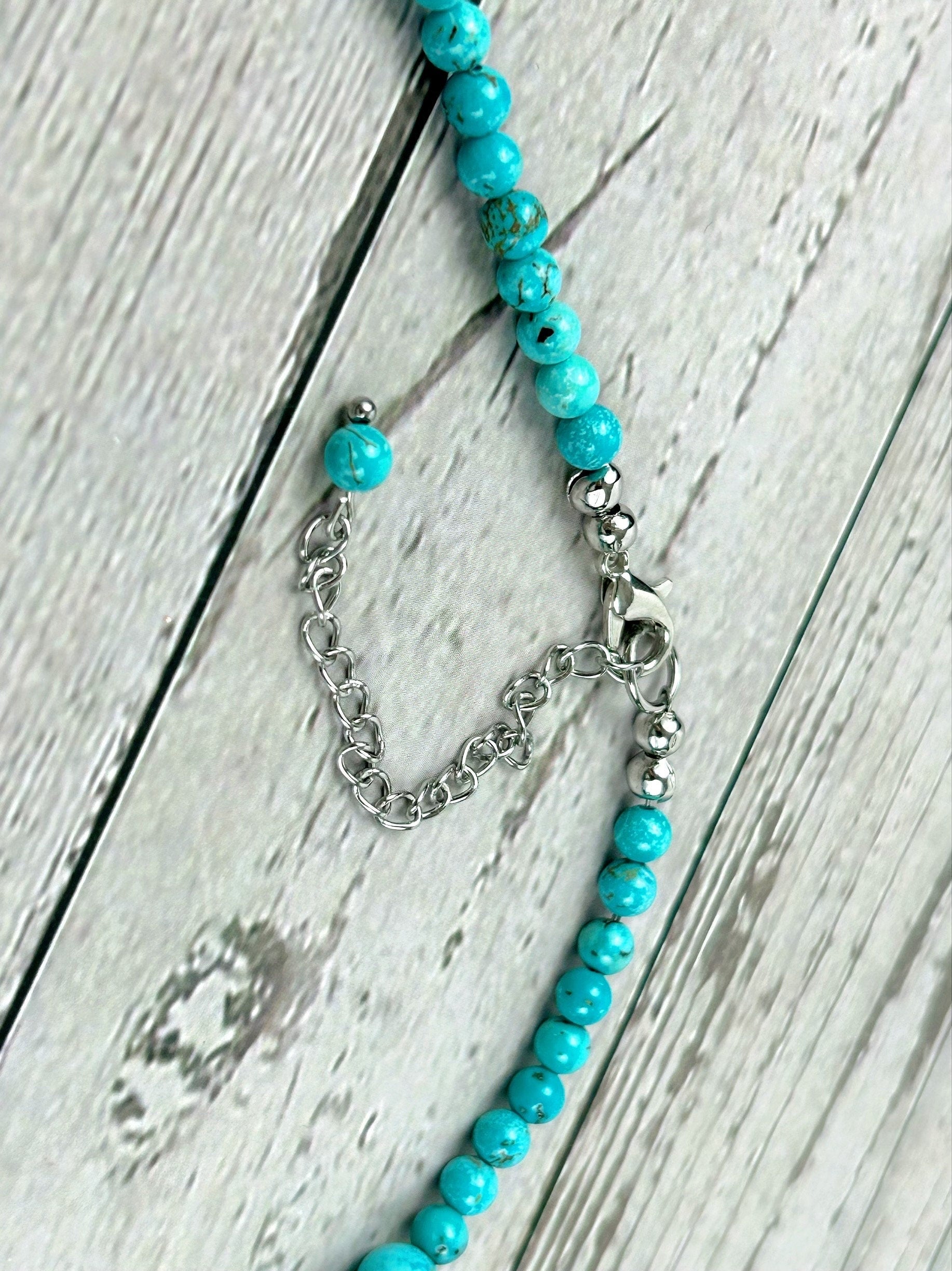 Turquoise Necklace, Blue Beaded Necklace for Her, Turquoise Beads Necklace, Boho Necklace, Personalized Jewelry, Birthday Gift for Her