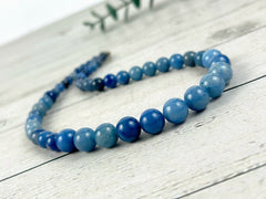 Blue Aventurine Necklace, Blue Beaded Necklace, Natural Stone Jewelry, Gift for Her, Handmade Gemstone Necklace, Personalized Necklace