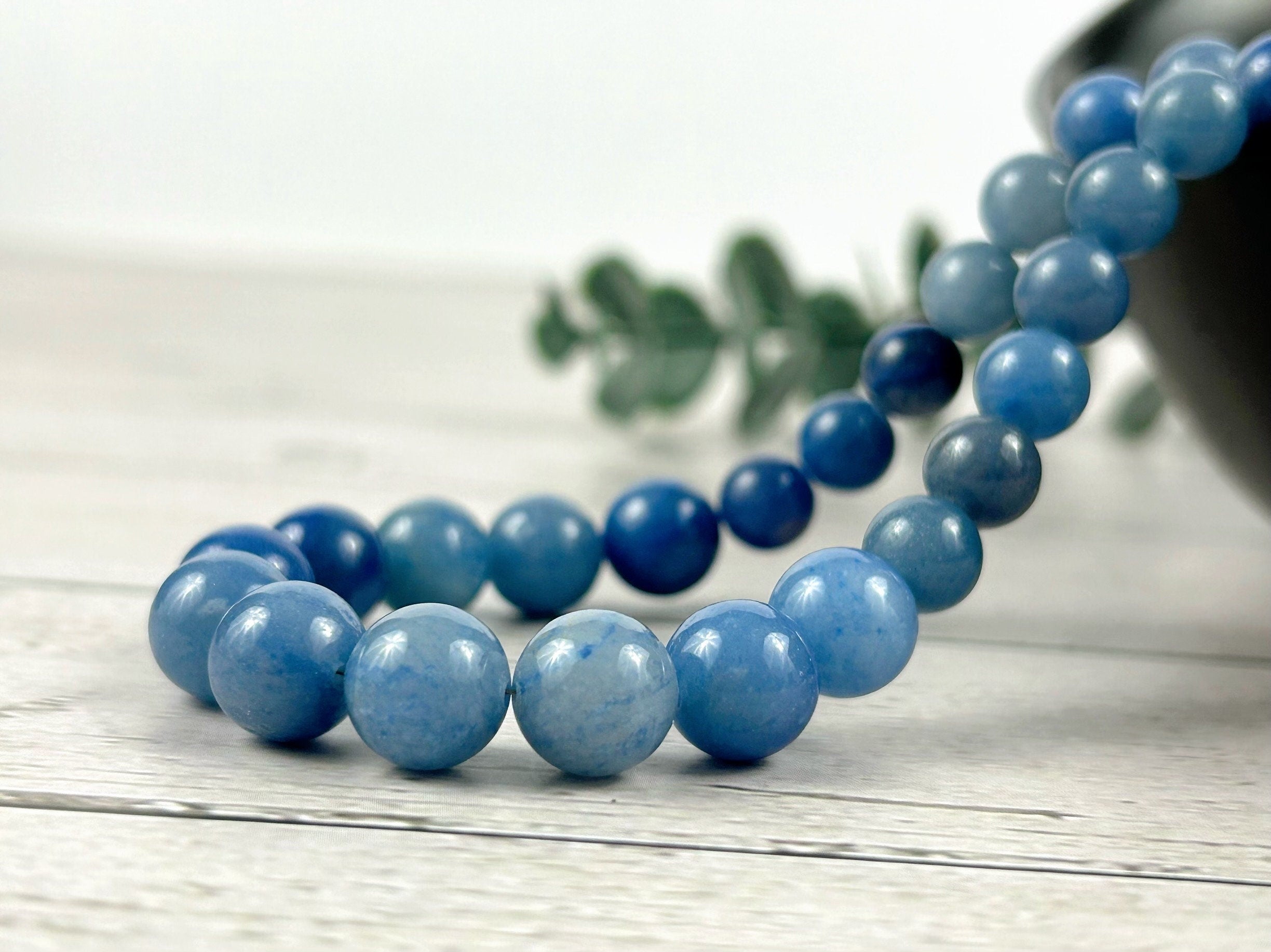 Blue Aventurine Necklace, Blue Beaded Necklace, Natural Stone Jewelry, Gift for Her, Handmade Gemstone Necklace, Personalized Necklace