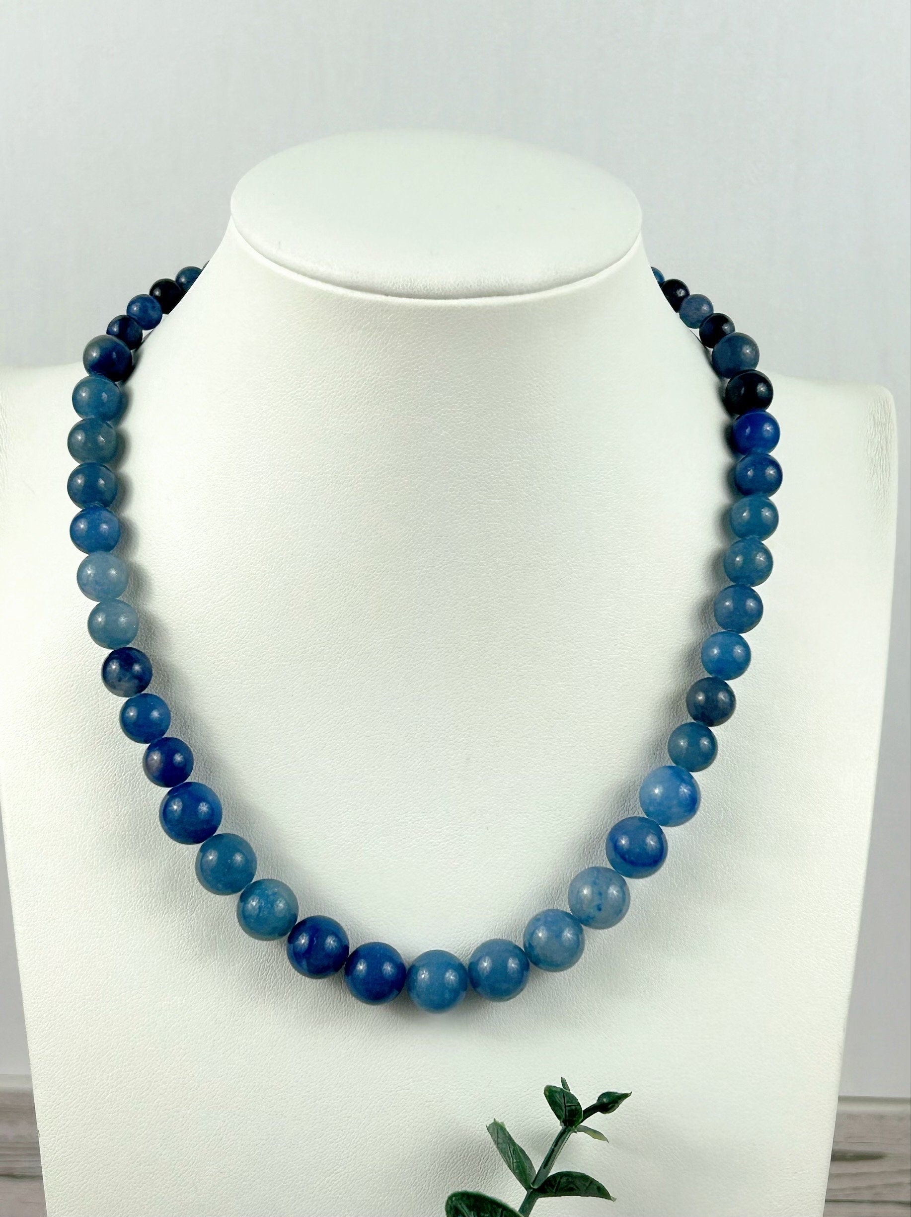 Blue Aventurine Necklace, Blue Beaded Necklace, Natural Stone Jewelry, Gift for Her, Handmade Gemstone Necklace, Personalized Necklace