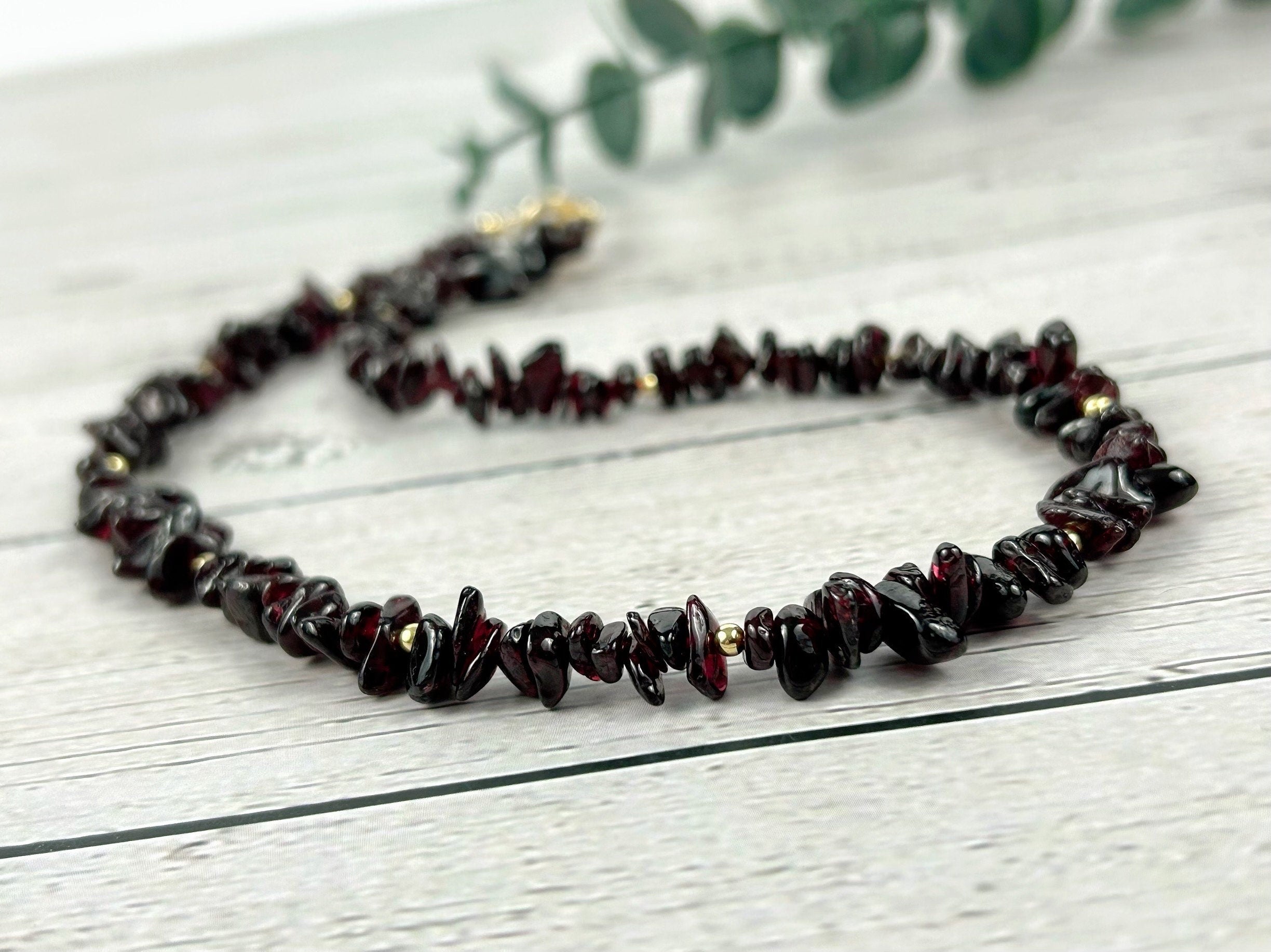 Garnet Necklace, Garnet Choker, January Birthstone Choker Necklace, Gemstone Chip Necklace, Boho Necklace, Handmade Jewelry, Gift For Her
