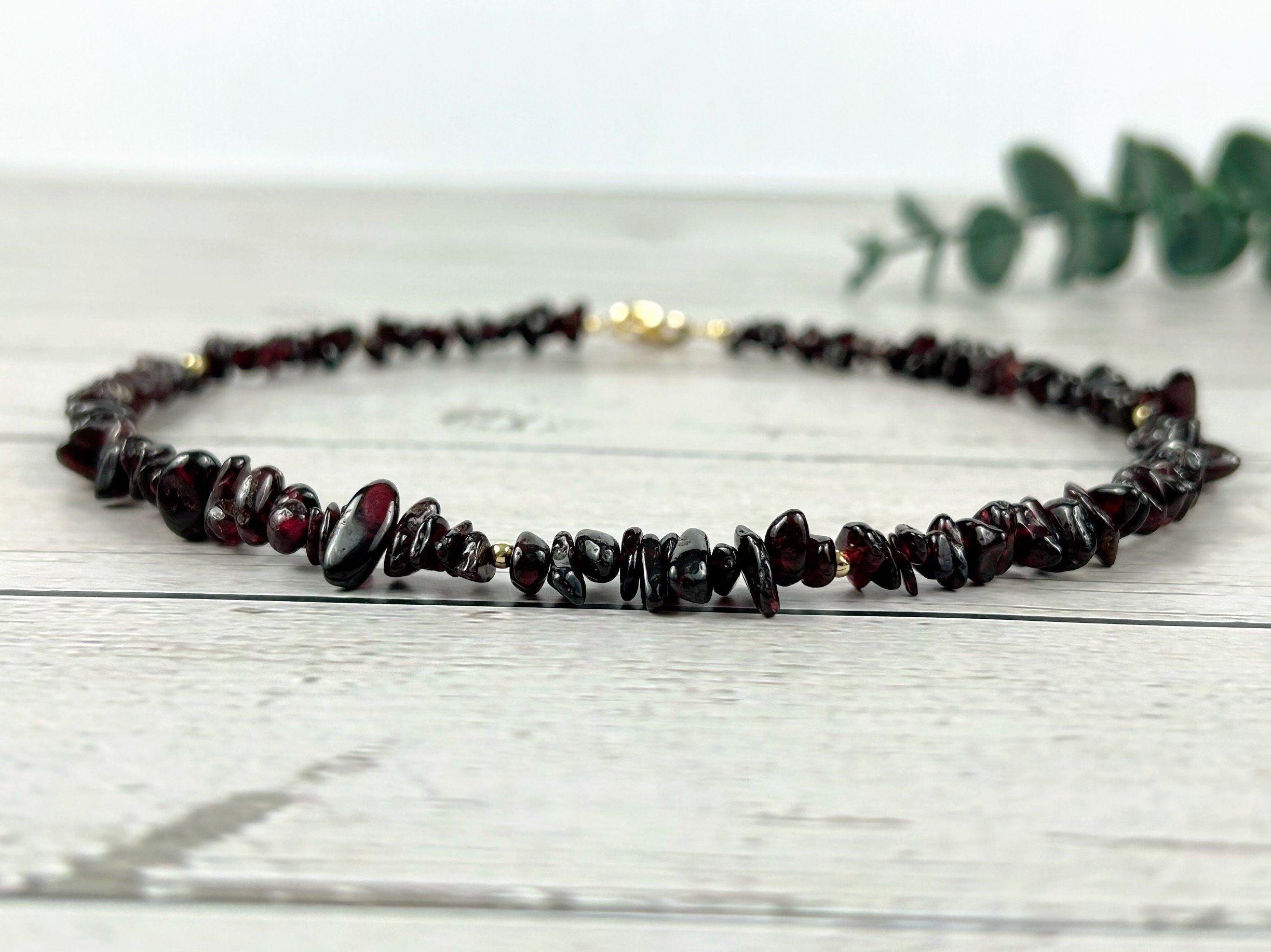 Garnet Necklace, Garnet Choker, January Birthstone Choker Necklace, Gemstone Chip Necklace, Boho Necklace, Handmade Jewelry, Gift For Her