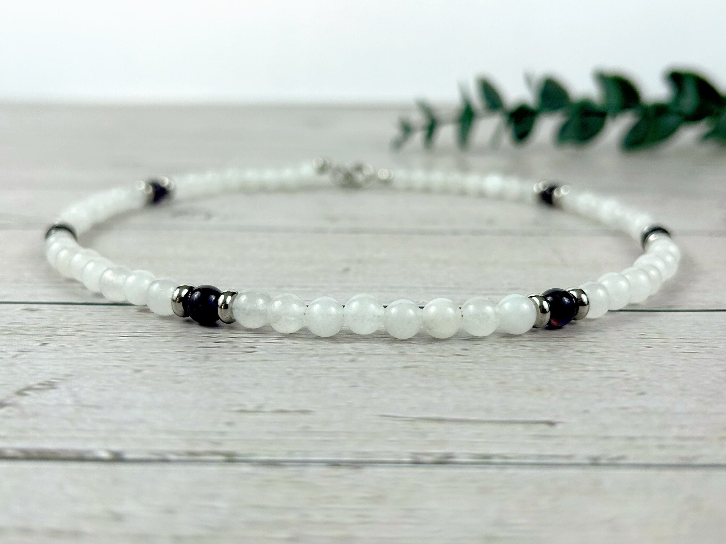 Moonstone Necklace, Amethyst Necklace, Healing Gemstones Necklace, Spiritual Necklace, Beaded Necklace, Jewelry Gift for Her, Grounding