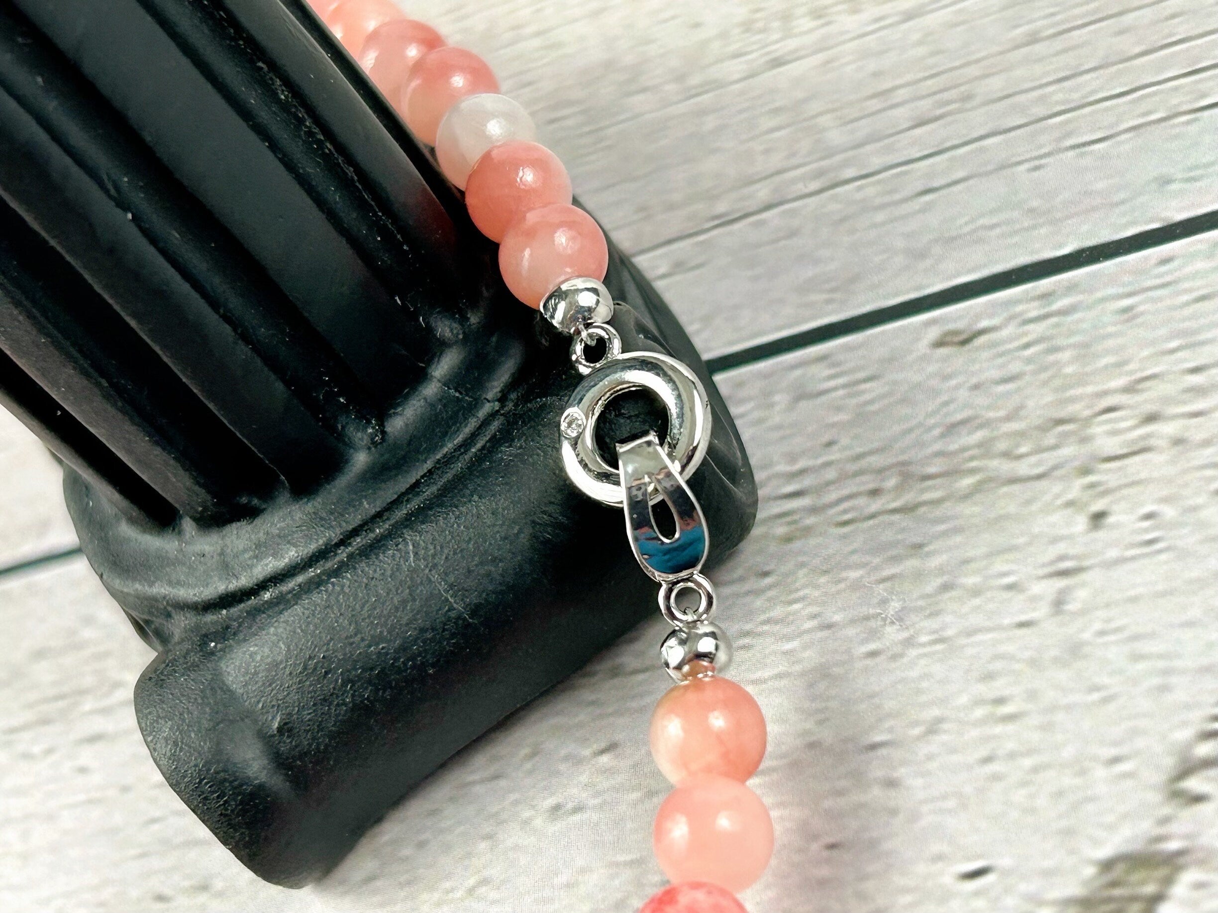 Persian Jade Necklace, Pink Jade Beaded Necklace, Natural Stone Necklace, Gemstones Necklace, Necklace Gift for Her, Handmade Necklace