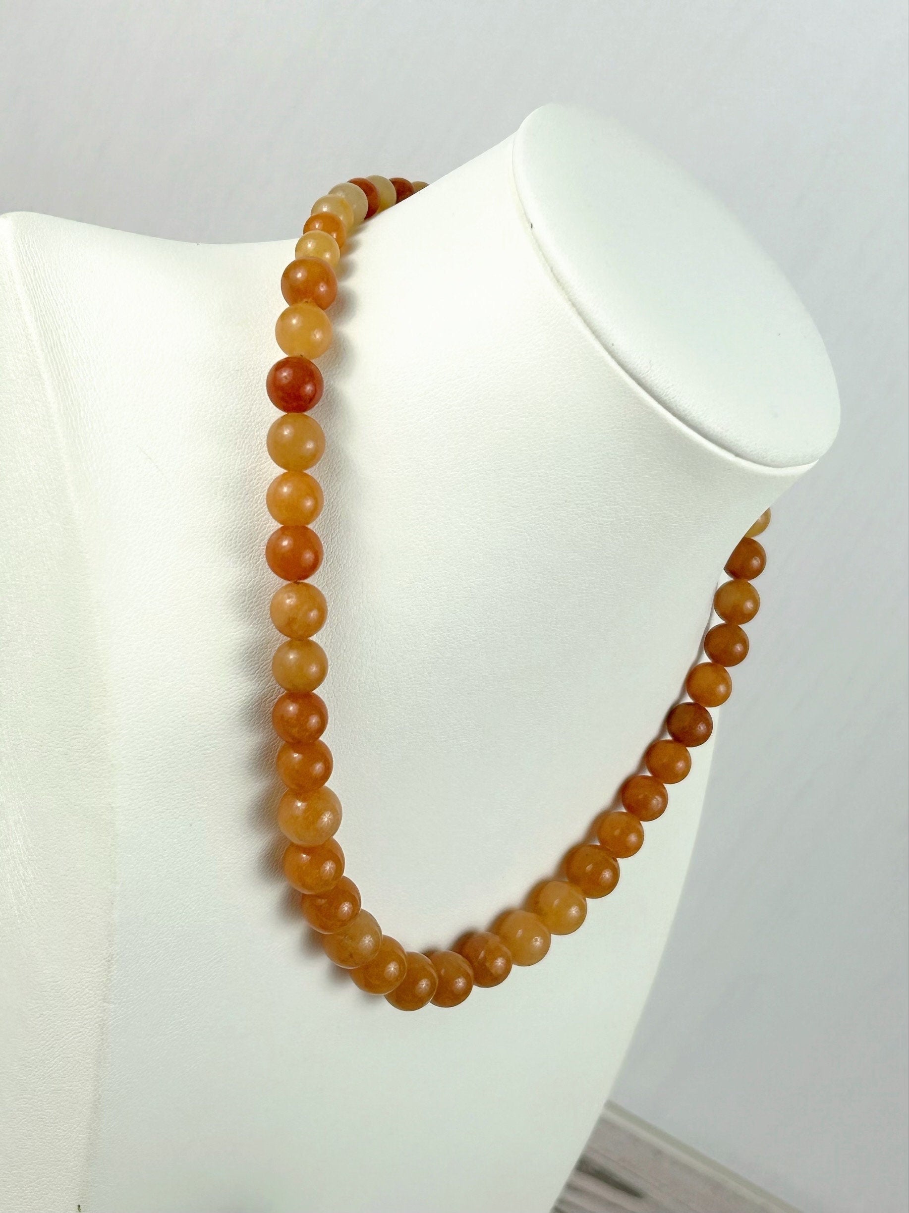 Red Aventurine Necklace, Aventurine Beaded Necklace, Natural Stone Jewelry, Gift for Her, Handmade Gemstone Necklace, Energy Stone Necklace