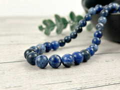 Sodalite Necklace, Blue Beaded Necklace, Natural Stone Necklace, Gemstone Necklace, Necklace Gift for Her, Gift for Him, Handmade Jewelry