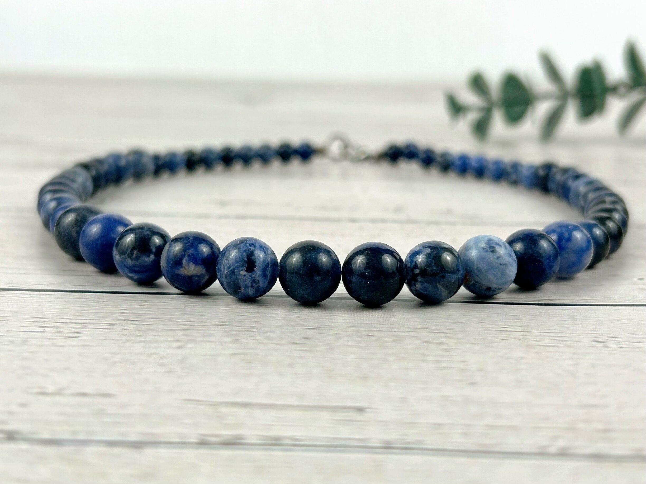Sodalite Necklace, Blue Beaded Necklace, Natural Stone Necklace, Gemstone Necklace, Necklace Gift for Her, Gift for Him, Handmade Jewelry