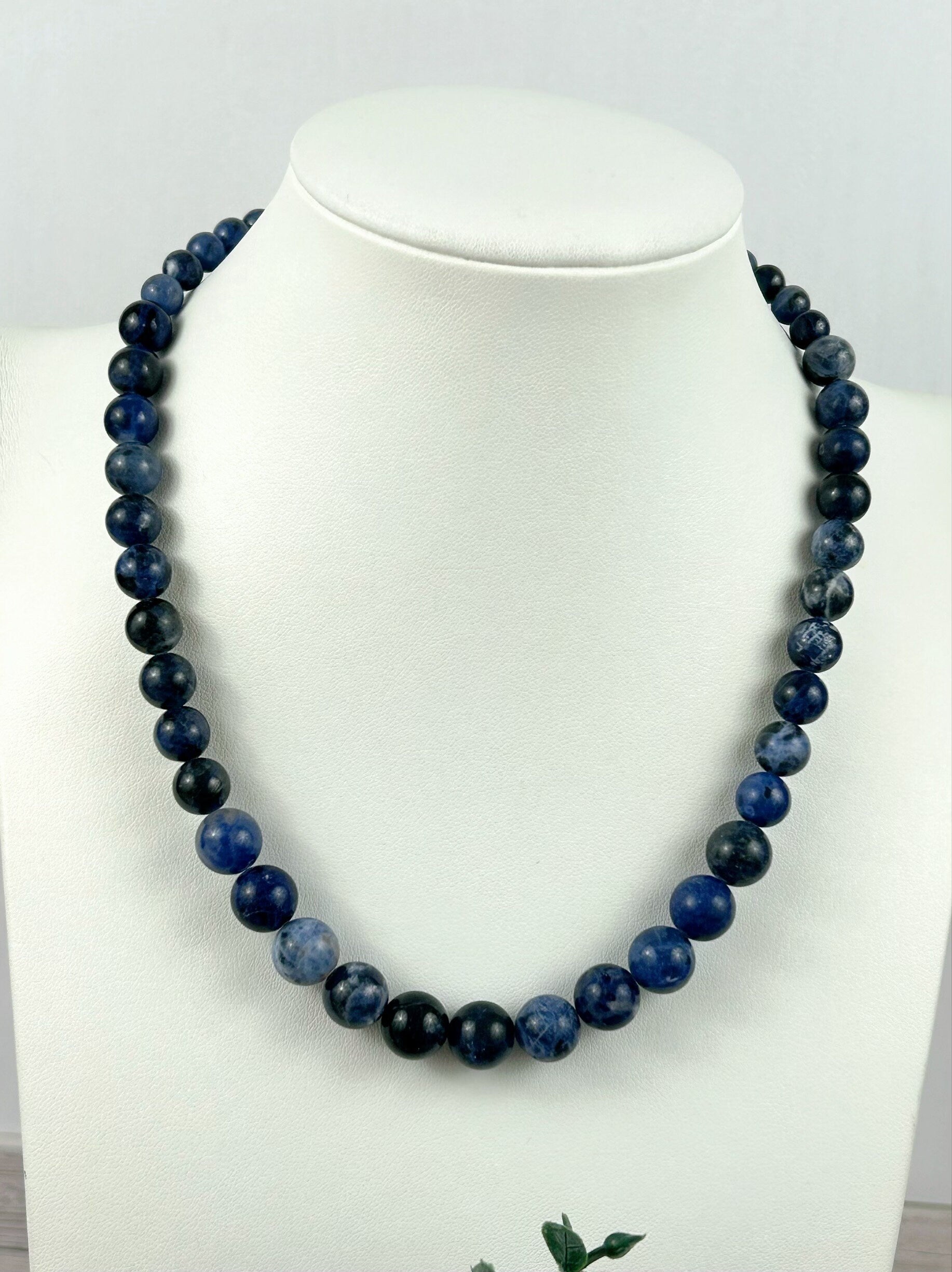 Sodalite Necklace, Blue Beaded Necklace, Natural Stone Necklace, Gemstone Necklace, Necklace Gift for Her, Gift for Him, Handmade Jewelry