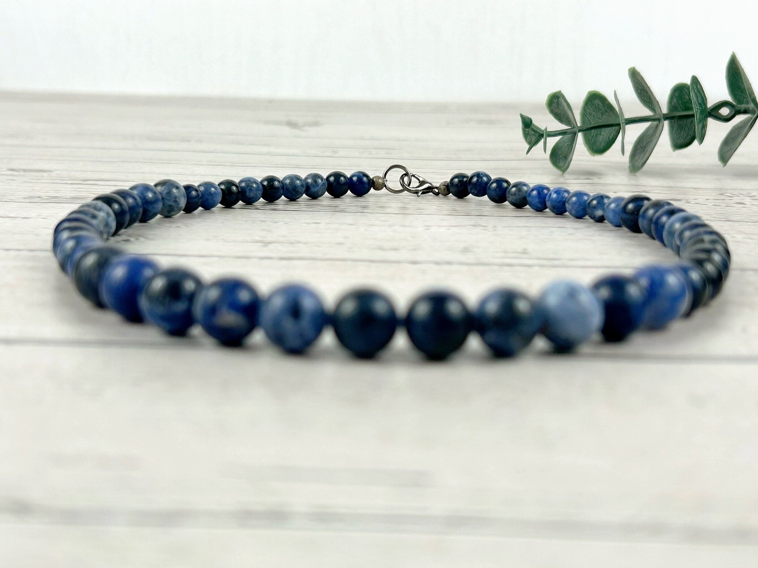 Sodalite Necklace, Blue Beaded Necklace, Natural Stone Necklace, Gemstone Necklace, Necklace Gift for Her, Gift for Him, Handmade Jewelry
