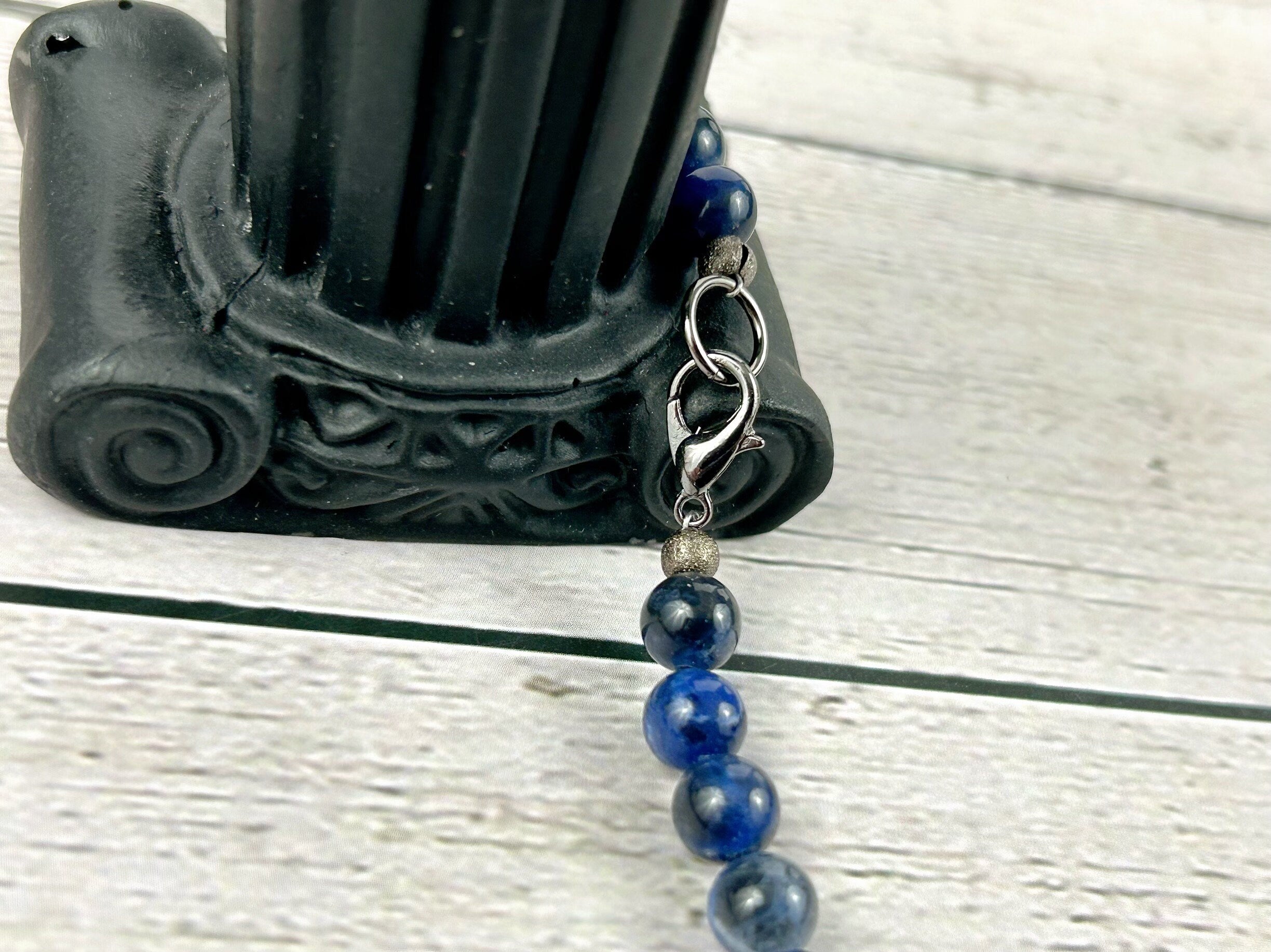 Sodalite Necklace, Blue Beaded Necklace, Natural Stone Necklace, Gemstone Necklace, Necklace Gift for Her, Gift for Him, Handmade Jewelry