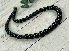 Black Tourmaline Necklace, Black Beaded Necklace, Protection Necklace, Healing Gemstones, Handmade Gift for her, Empath Protection Jewelry