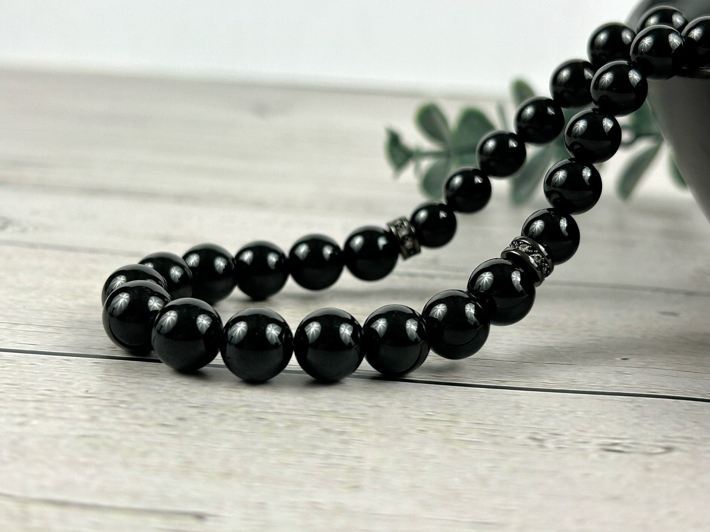 Black Tourmaline Necklace, Black Beaded Necklace, Protection Necklace, Healing Gemstones, Handmade Gift for her, Empath Protection Jewelry