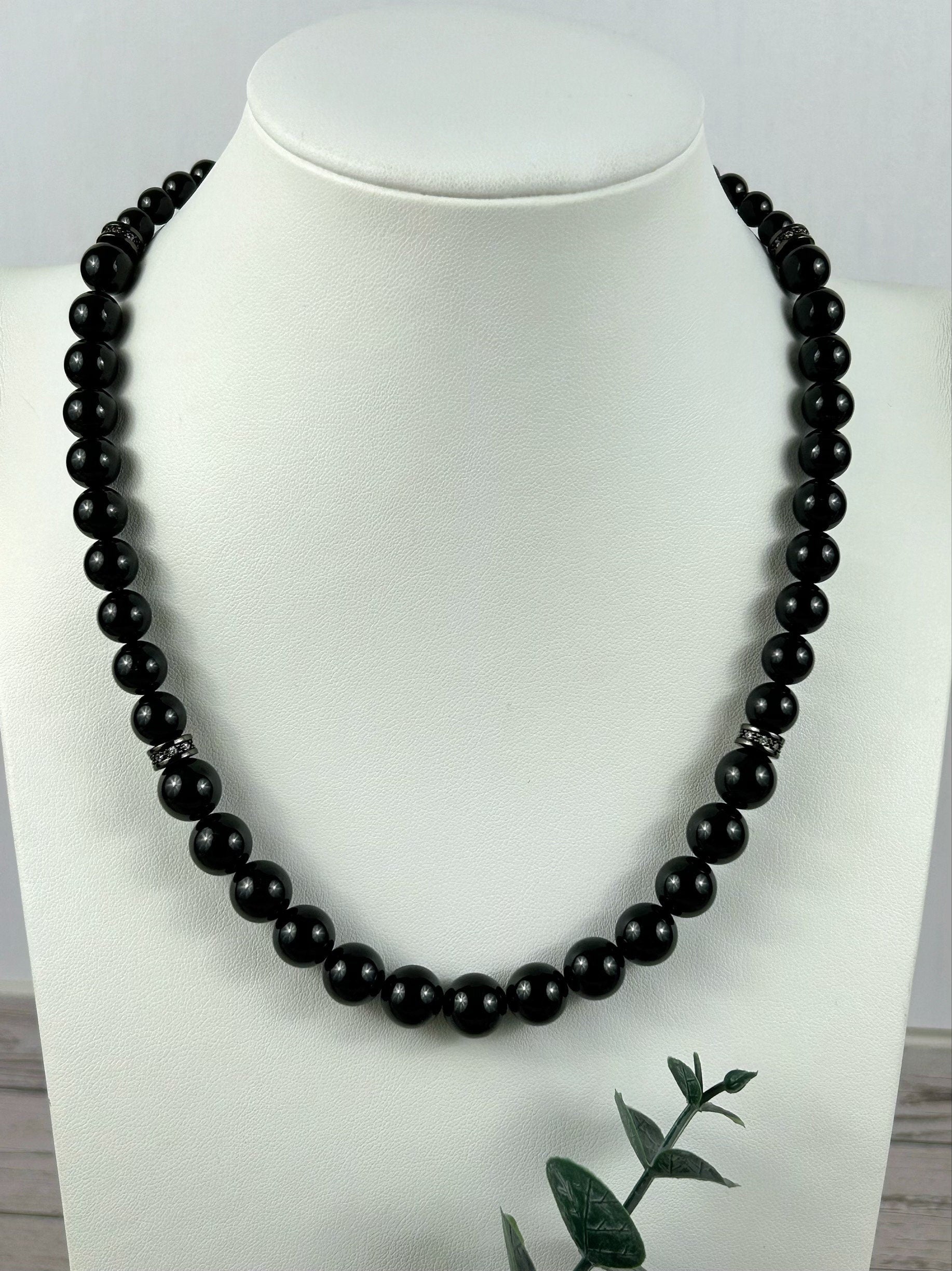 Black Tourmaline Necklace, Black Beaded Necklace, Protection Necklace, Healing Gemstones, Handmade Gift for her, Empath Protection Jewelry
