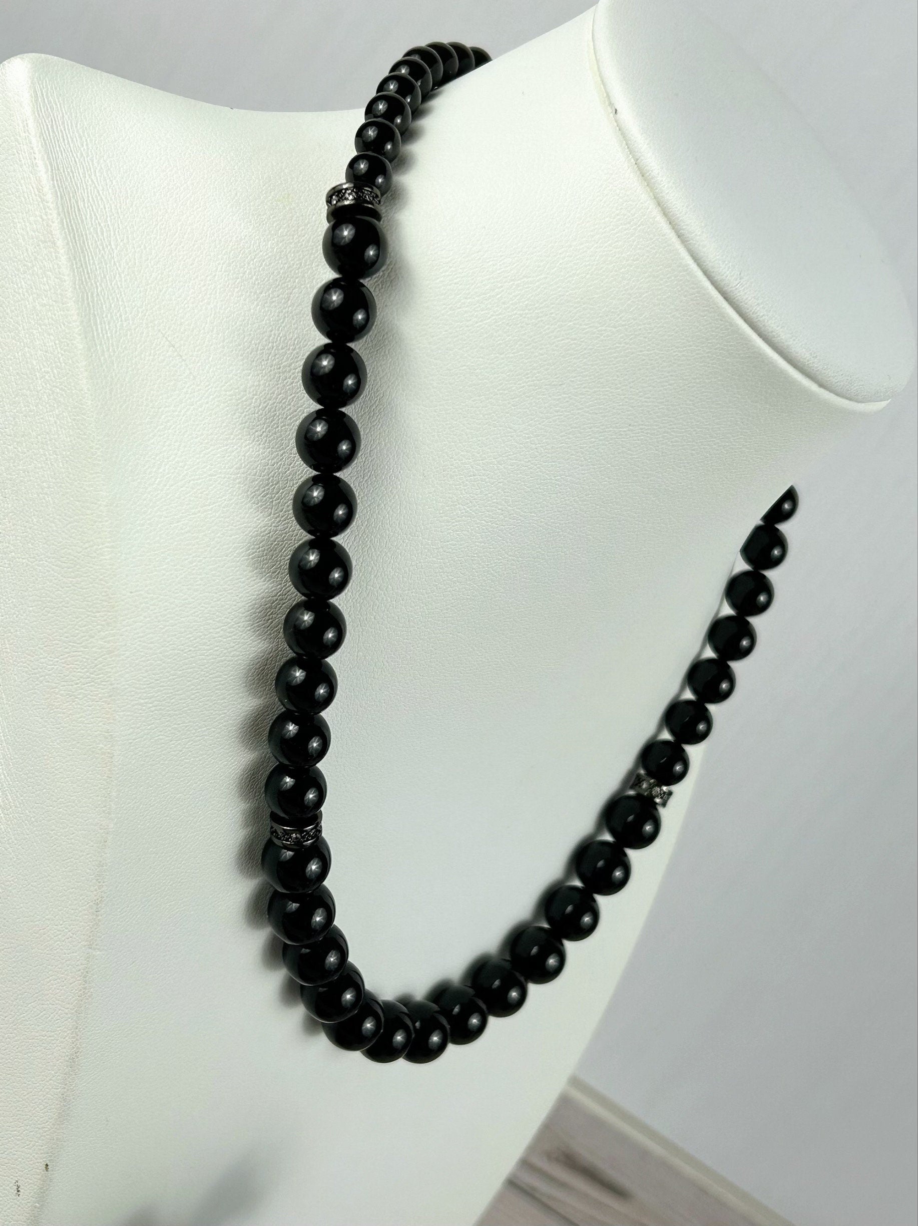 Black Tourmaline Necklace, Black Beaded Necklace, Protection Necklace, Healing Gemstones, Handmade Gift for her, Empath Protection Jewelry