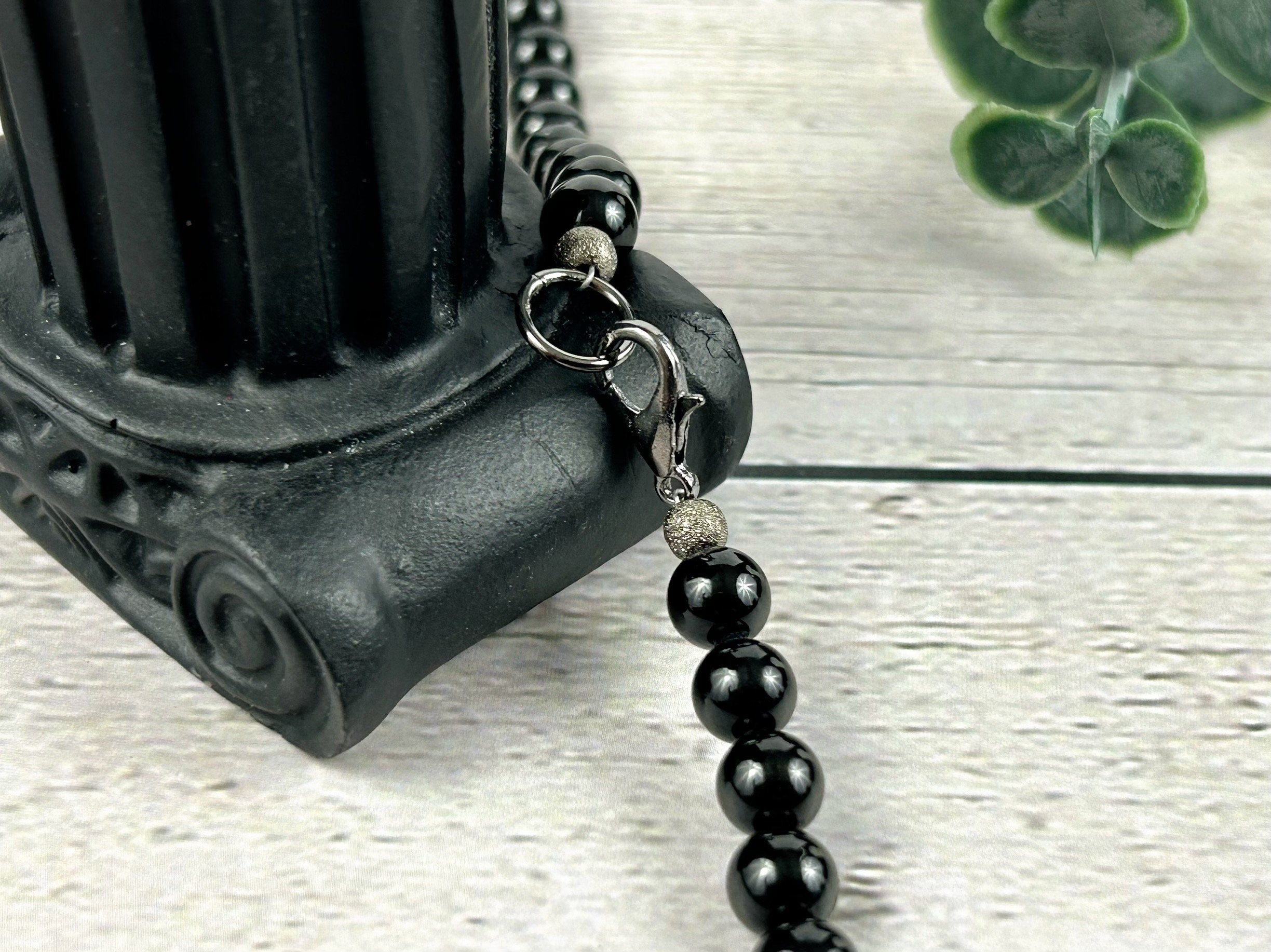 Black Tourmaline Necklace, Black Beaded Necklace, Protection Necklace, Healing Gemstones, Handmade Gift for her, Empath Protection Jewelry