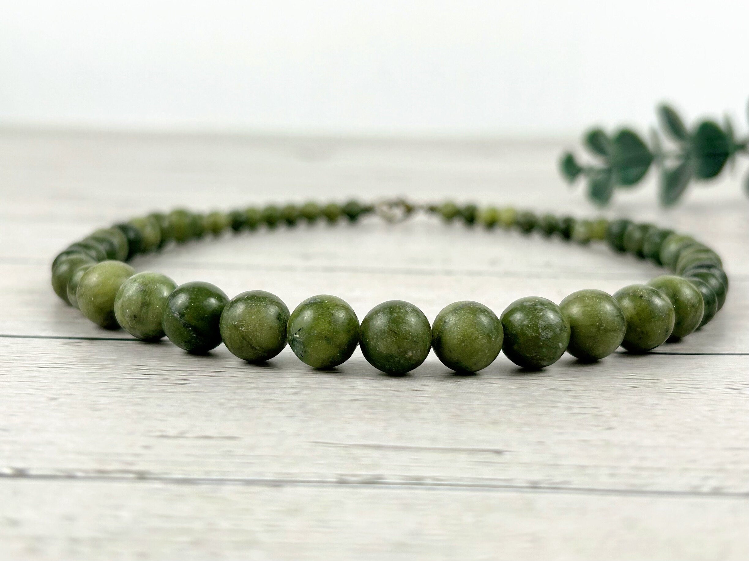 Canadian Jade Necklace, Green Beaded Necklace, Canada Jade Necklace, Protection Necklace, Abundance Necklace, Good Luck Gift for Her