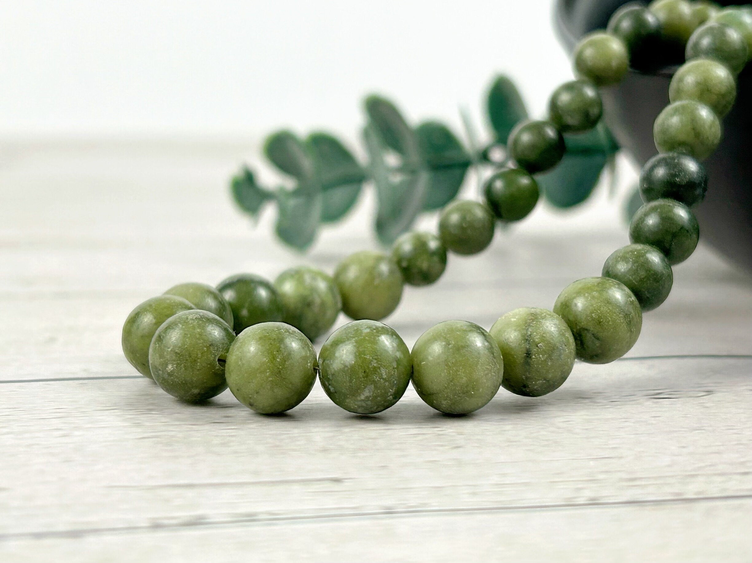 Canadian Jade Necklace, Green Beaded Necklace, Canada Jade Necklace, Protection Necklace, Abundance Necklace, Good Luck Gift for Her