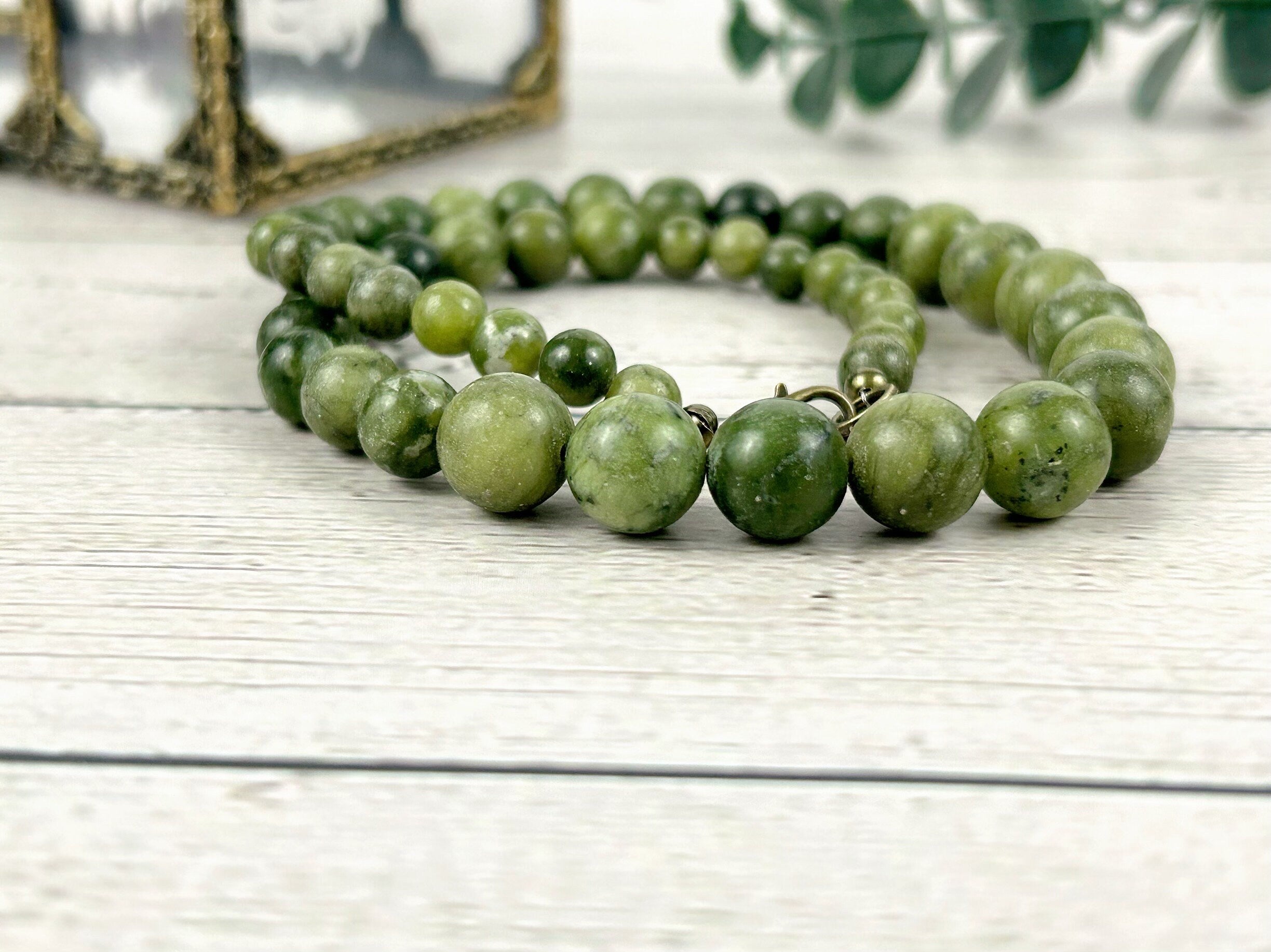 Canadian Jade Necklace, Green Beaded Necklace, Canada Jade Necklace, Protection Necklace, Abundance Necklace, Good Luck Gift for Her