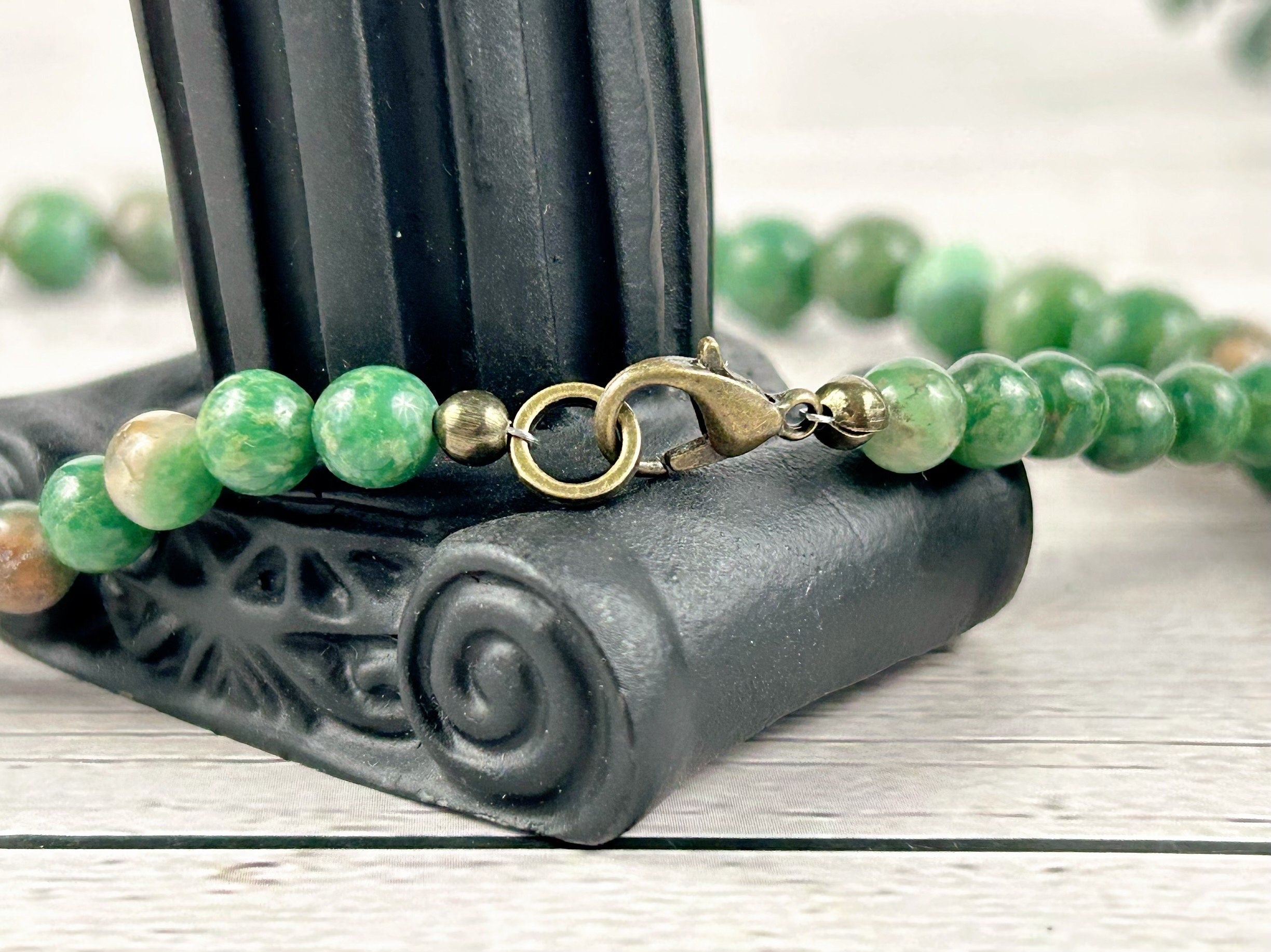 African Jade Necklace, Green Beaded Necklace, Healing Gemstones Necklace, Protection Necklace, Abundance Necklace, Good Luck Gift for Her
