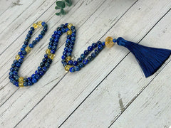 Lapis Lazuli Mala Necklace, Citrine 108 Mala Beads Necklace, Prayer Beads Necklace, 108 Mala Beads Bracelet, Japa Mala Meditation Necklace