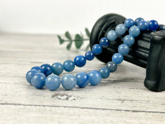 Blue Aventurine Necklace, Blue Beaded Necklace, Natural Stone Jewelry, Gift for Her, Handmade Gemstone Necklace, Personalized Necklace