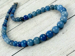 Blue Aventurine Necklace, Blue Beaded Necklace, Natural Stone Jewelry, Gift for Her, Handmade Gemstone Necklace, Personalized Necklace