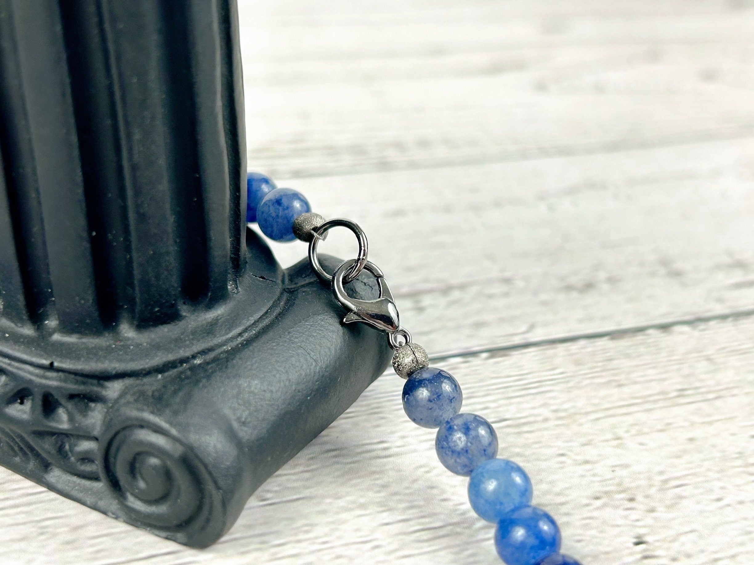 Blue Aventurine Necklace, Blue Beaded Necklace, Natural Stone Jewelry, Gift for Her, Handmade Gemstone Necklace, Personalized Necklace