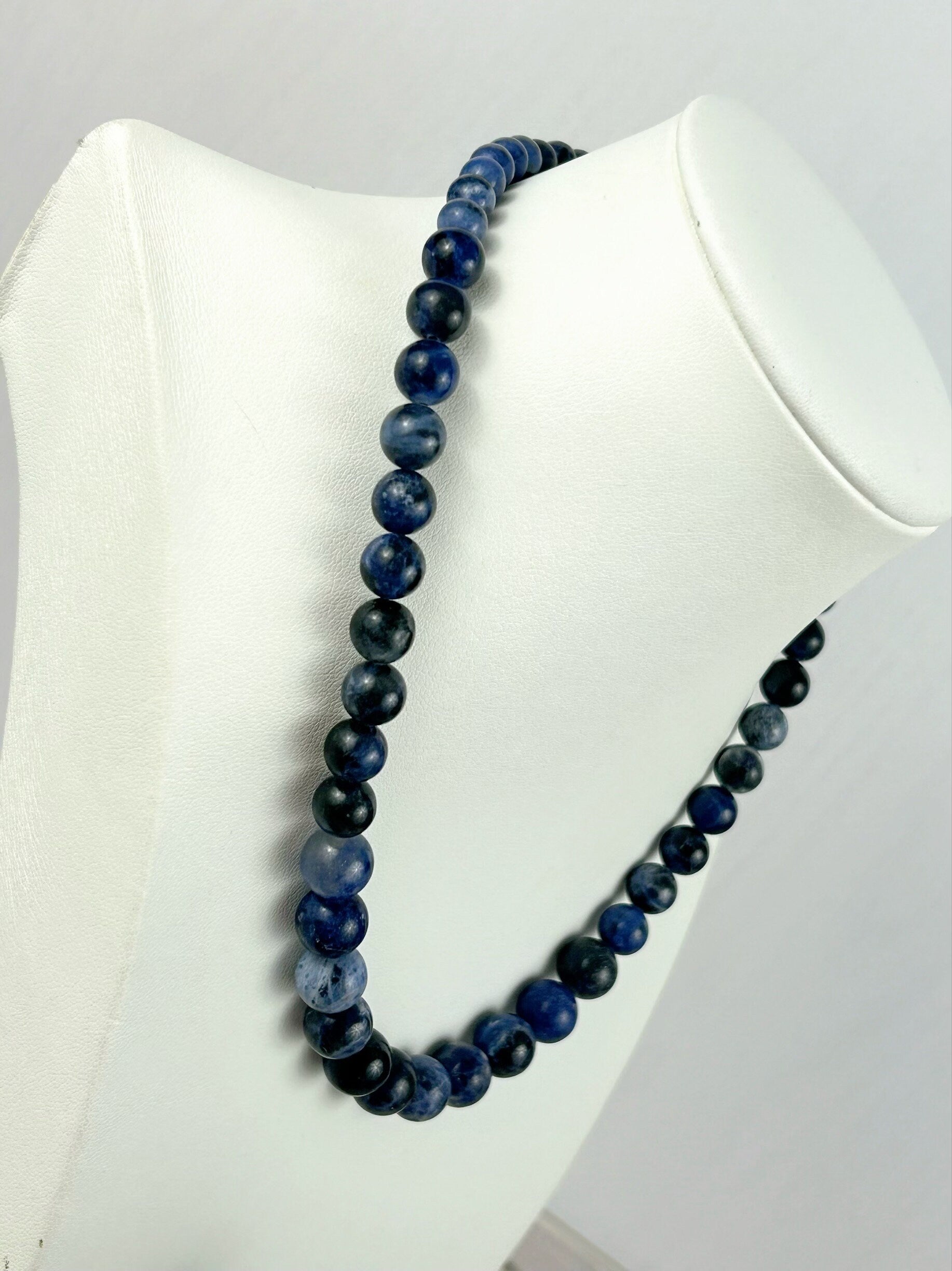 Sodalite Necklace, Blue Beaded Necklace, Natural Stone Necklace, Gemstone Necklace, Necklace Gift for Her, Gift for Him, Handmade Jewelry