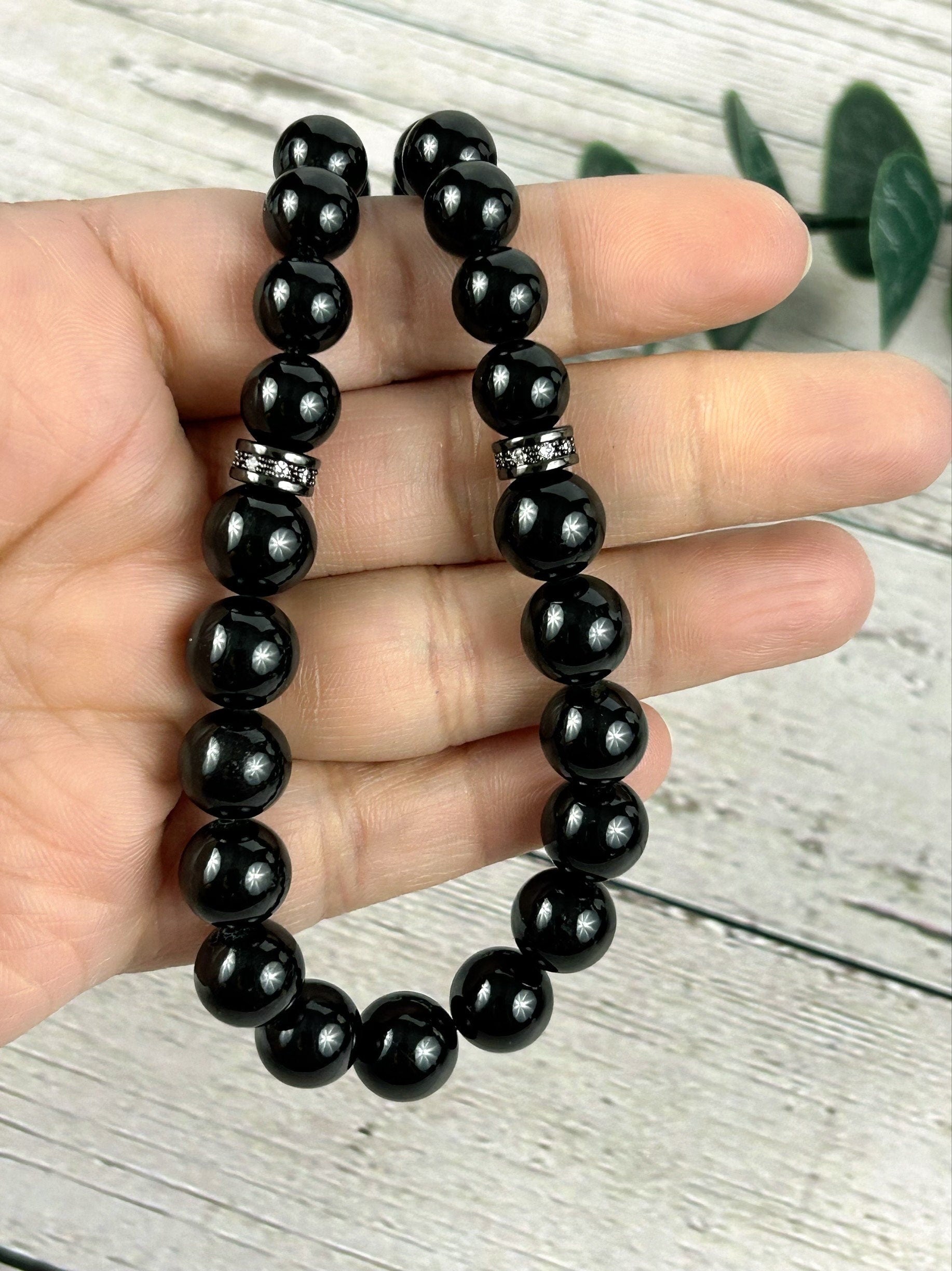 Black Tourmaline Necklace, Black Beaded Necklace, Protection Necklace, Healing Gemstones, Handmade Gift for her, Empath Protection Jewelry
