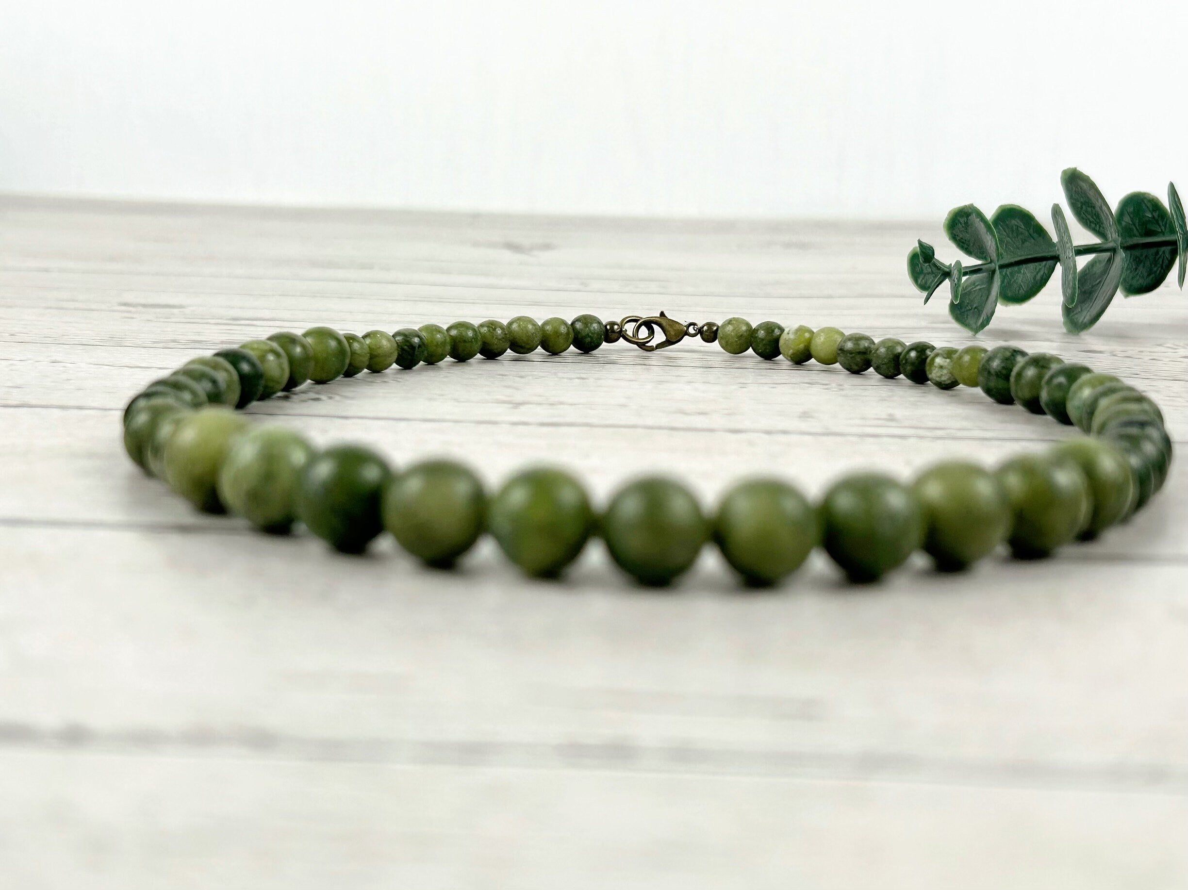 Canadian Jade Necklace, Green Beaded Necklace, Canada Jade Necklace, Protection Necklace, Abundance Necklace, Good Luck Gift for Her